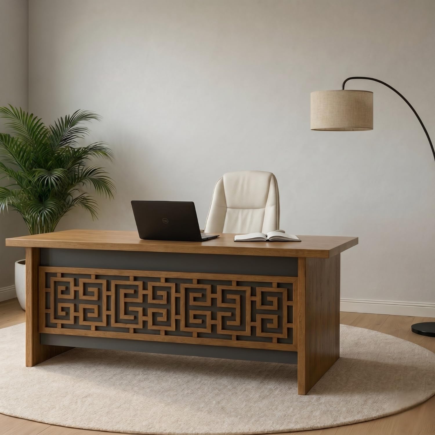 Tekavo Valor Executive Desk For Office & Home | 3 Drawer With Lock | Boss Table | Director Table For Office | Wooden Manager Cab