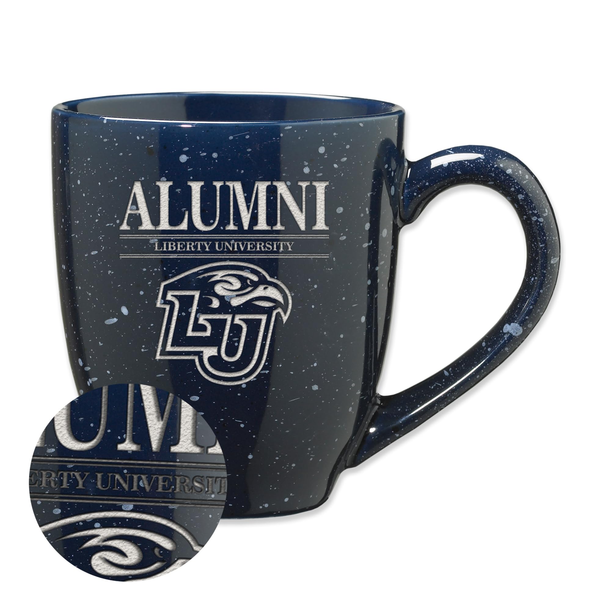 Rico Industries NCAA Liberty Flames Alumni 16 oz Team Color Laser Engraved Speckled Ceramic Coffee Mug