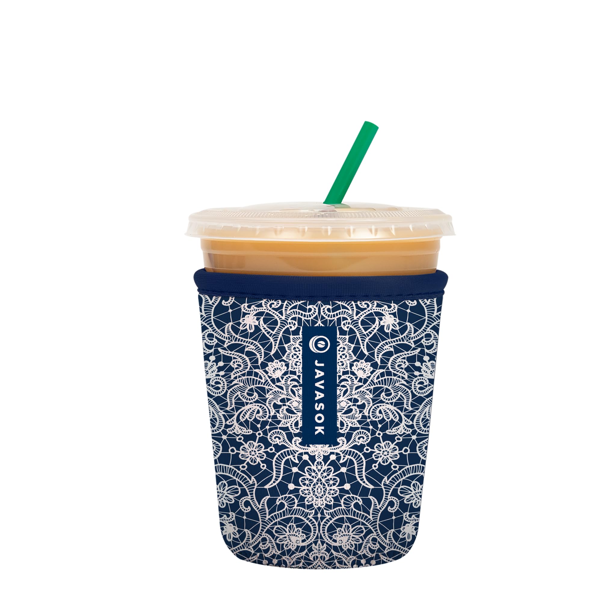 Sok It Java Sok Iced Coffee & Cold Soda Insulated Neoprene Cup Sleeve (Royal Lace, Small: 16-20oz)