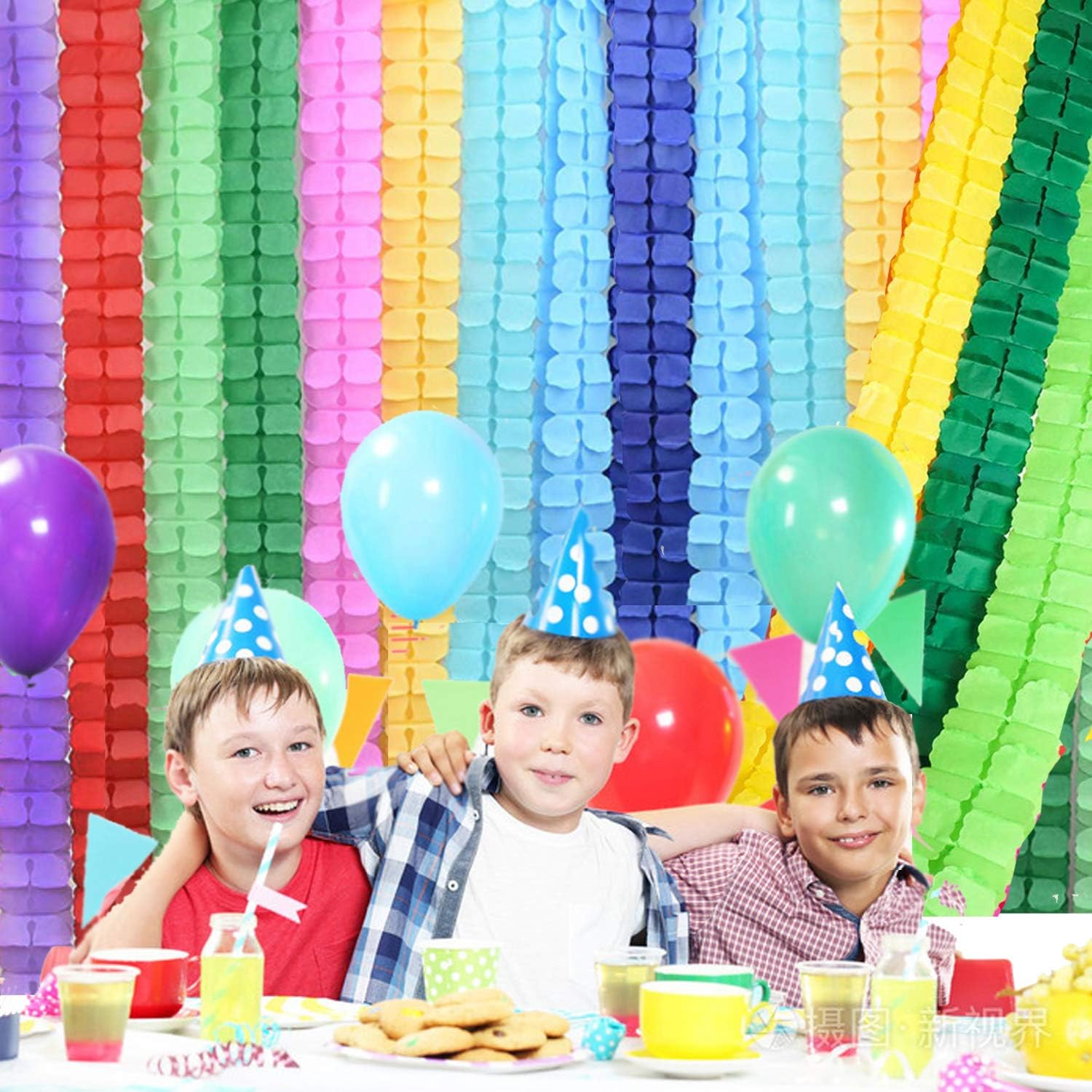 12 Pack Colorful Four Leaf Clover Paper Flowers Garland Decorations Reusable Party Streamers Hanging Garland Tissue Flower Hangi