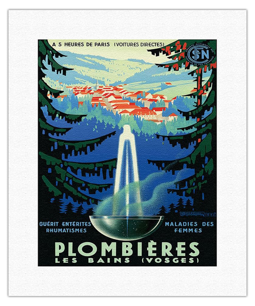 Mineral Baths At Plombi  Res-Les-Bains Vosges France - Vintage Travel Poster By Adrien S  N  Chal C.1939 - Fine Art Rolled Canva