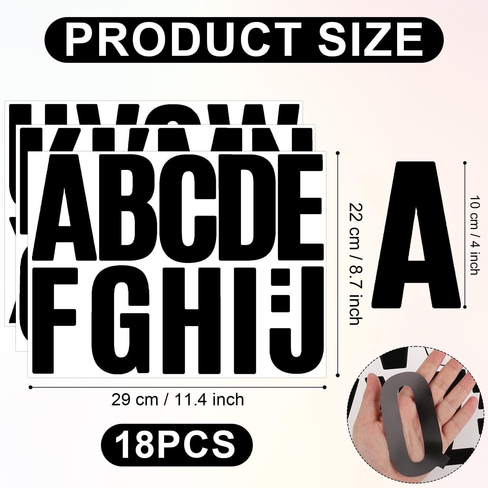 18 Sheets Capital Letter Stickers, 4 Inch Large Sticky Waterproof Alphabet Sticker Self Adhesive Letters Stickers Stick On Scrap