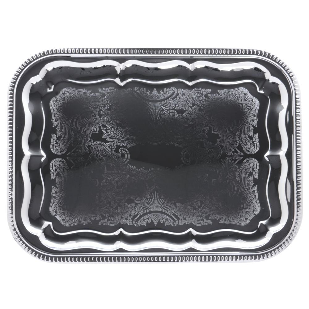 American Metalcraft 16'' X 12'' Rectangular Chrome Serving Tray - Affordable Elegance Series