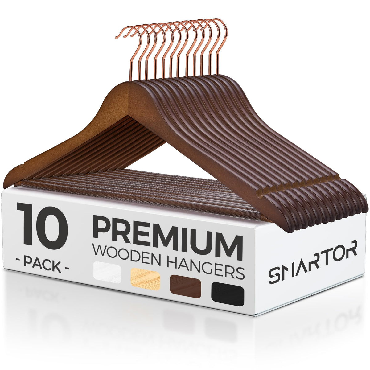 Smartor Wooden Hangers 10 Pack, Sturdy Coat Hangers For Closet, Quality Non Slip Hangers, Premium Heavy Duty Hangers, Durable Co