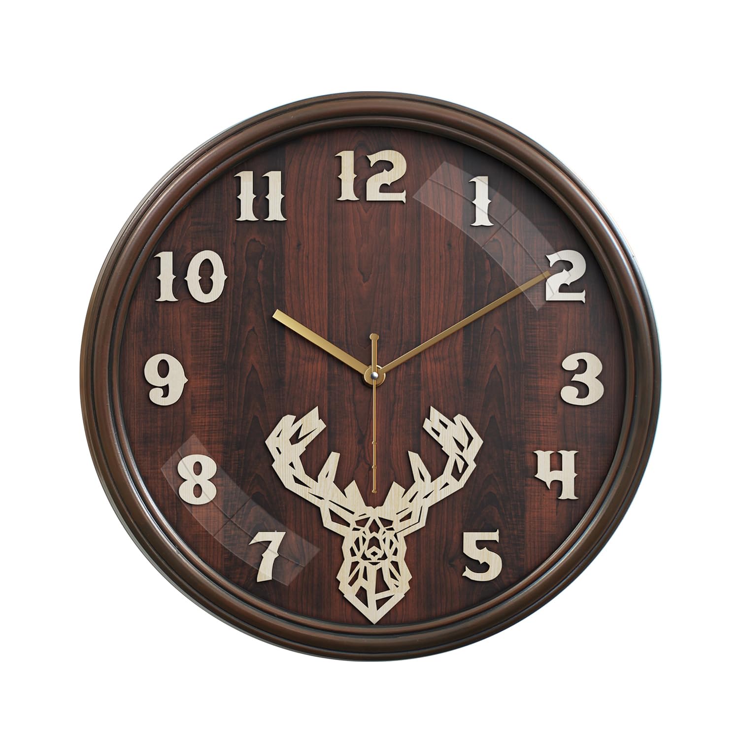 Amazon Brand - Solimo 12-Inch Wooden Based Wall Clock With Silent Movement & Decorative Numbers (Brown Frame), Analog