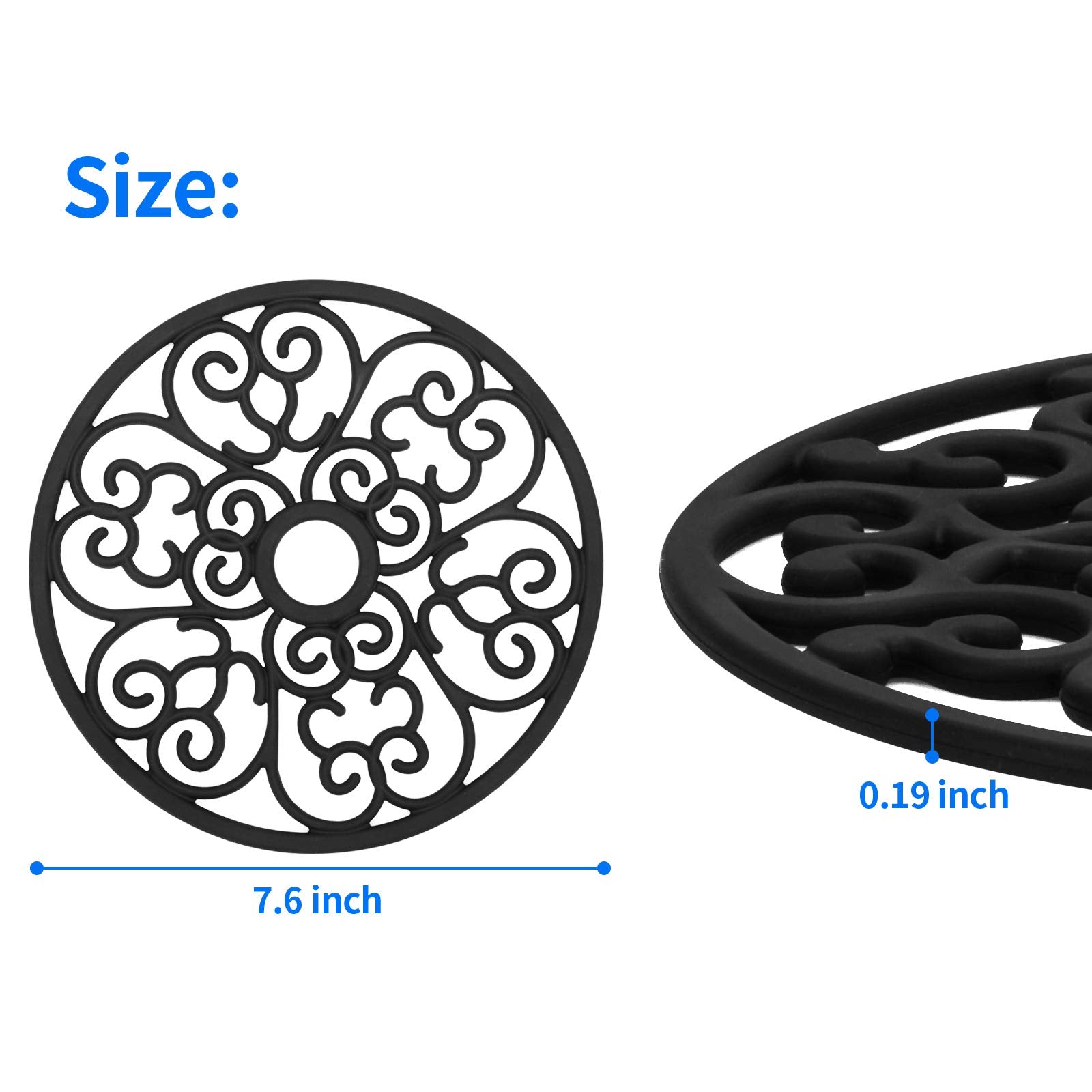 Chefbee 3Pcs Silicone Trivet Mat - Flexible Non-Slip Heat Resistant Modern Kitchen Teapot Trivets Set For Hot Dishes, Table, Cou