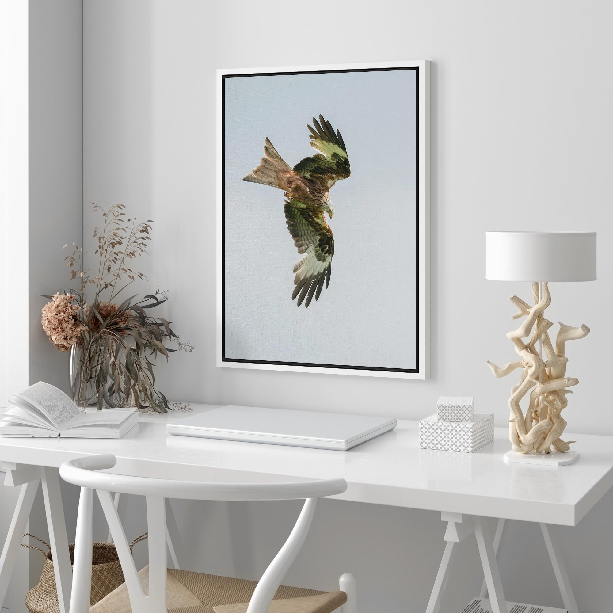 Wall26 Framed Canvas Print Wall Art Majestic Eagle Mid-Flight Animals Photography Realism Rustic Scenic Landscape Wilderness Zen
