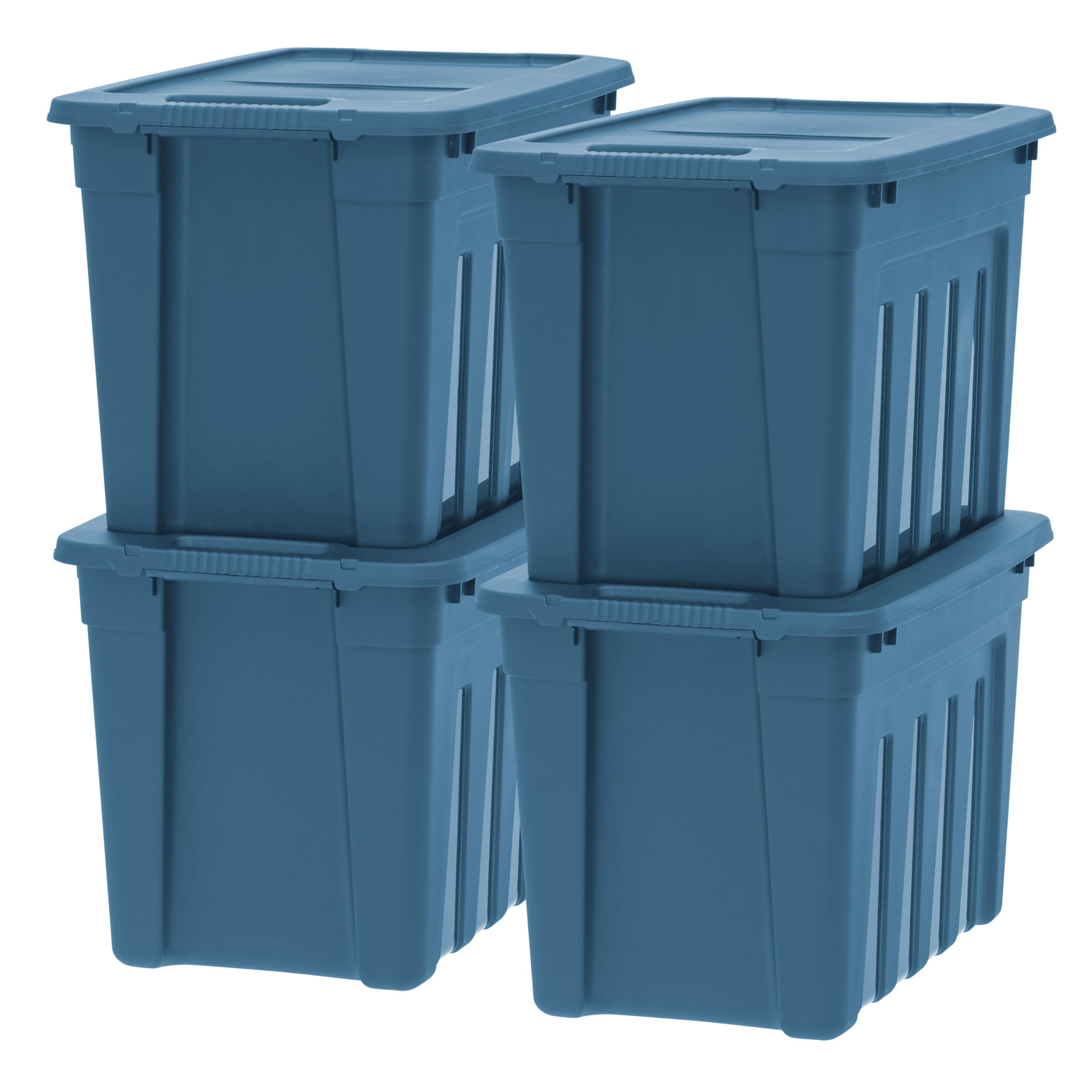 Iris Usa 20 Gallon Eco-Friendly Heavy Duty Totes For Storage With Easy-Grip Handles, 4 Pack - Made In Usa, Storage Bins With Lid