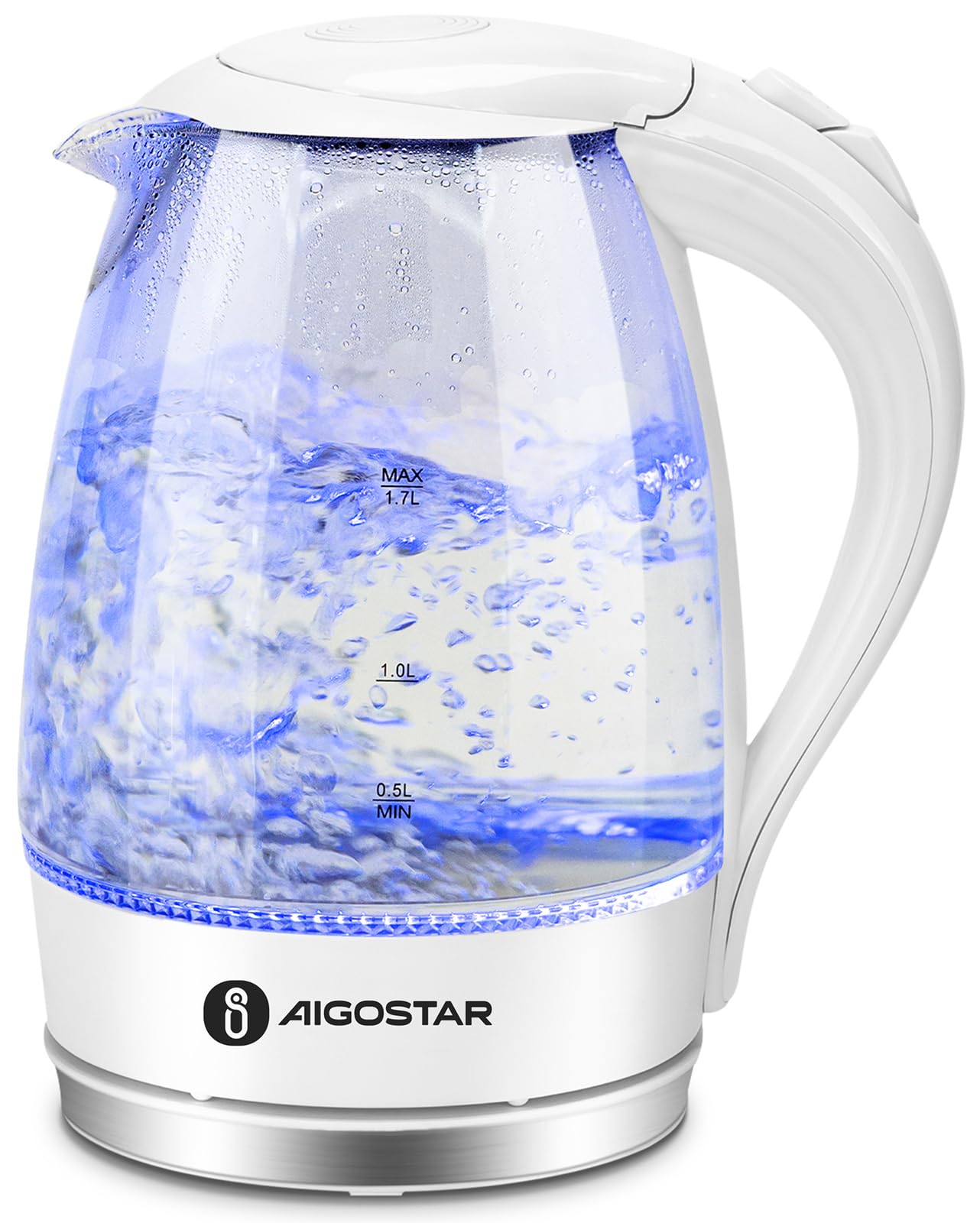 Aigostar Electric Kettle, 1500W Cordless Electric Tea And Hot Water Kettle With Filter, Led Illuminated, High Borosilicate Glass