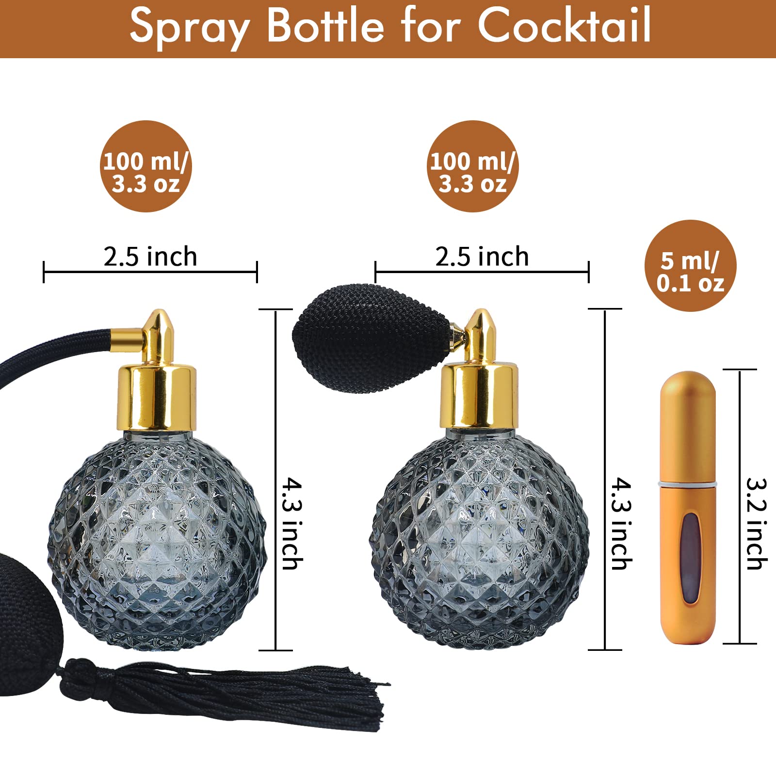 Suprobarware Perfume Atomizer Bottles Vintage Perfume Spray Bottle Set Of 3 Decorative Bottle Set Of 3 Portable Refillable Perfu