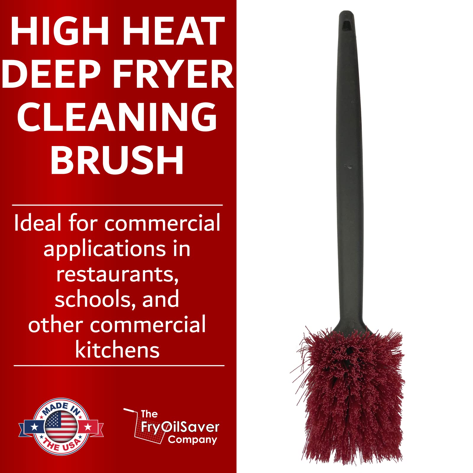 Fryoilsaver Co. 20'' Deep Fryer Cleaning Brush, Up To 425F High Heat Resistant, Pot Cleaning Brush For Commercial Kitchen Deep F