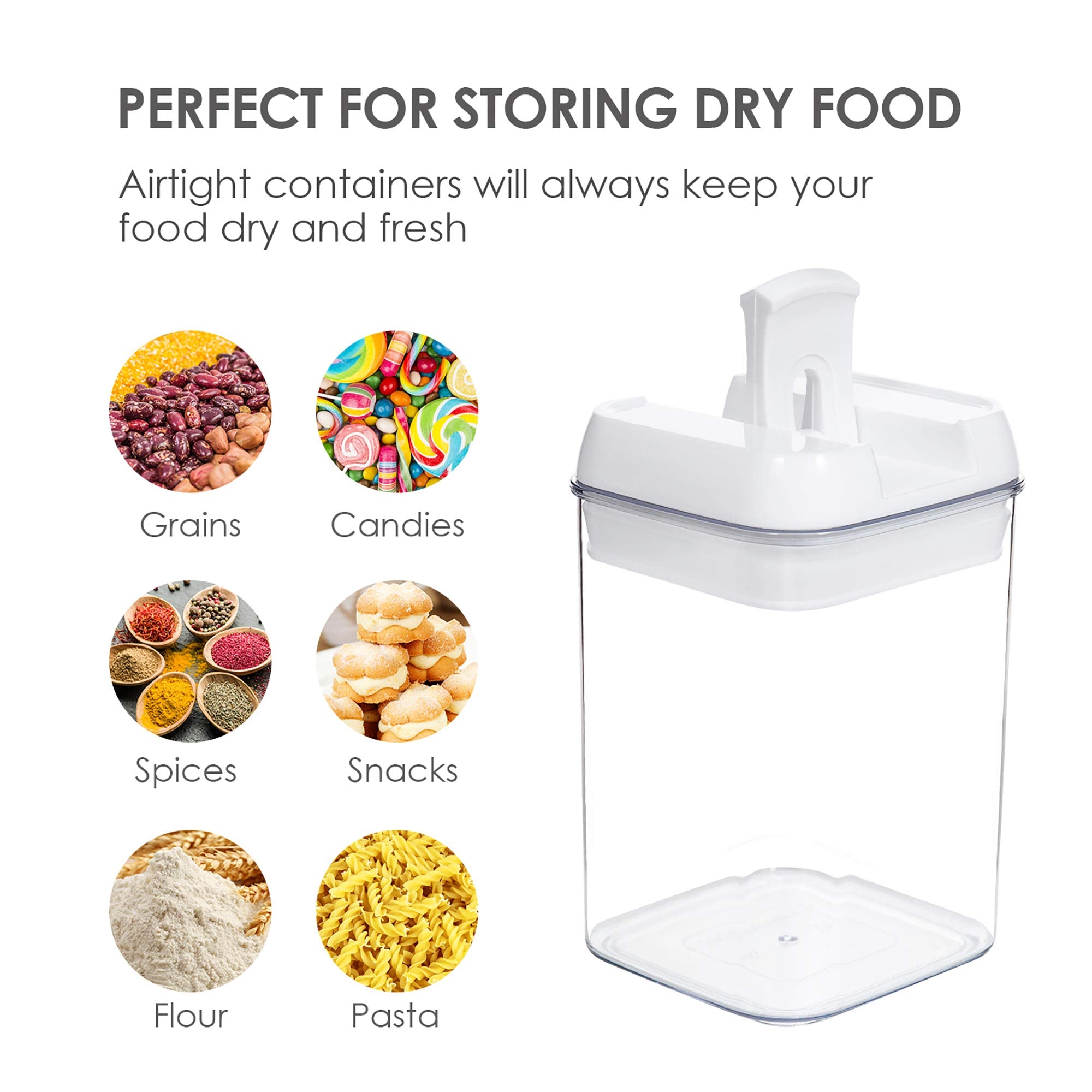 Vtopmart 6 Pcs Airtight Food Storage Containers, Bpa Free Plastic Snack Containers With Easy Lock Lids, For Kitchen Pantry Organ