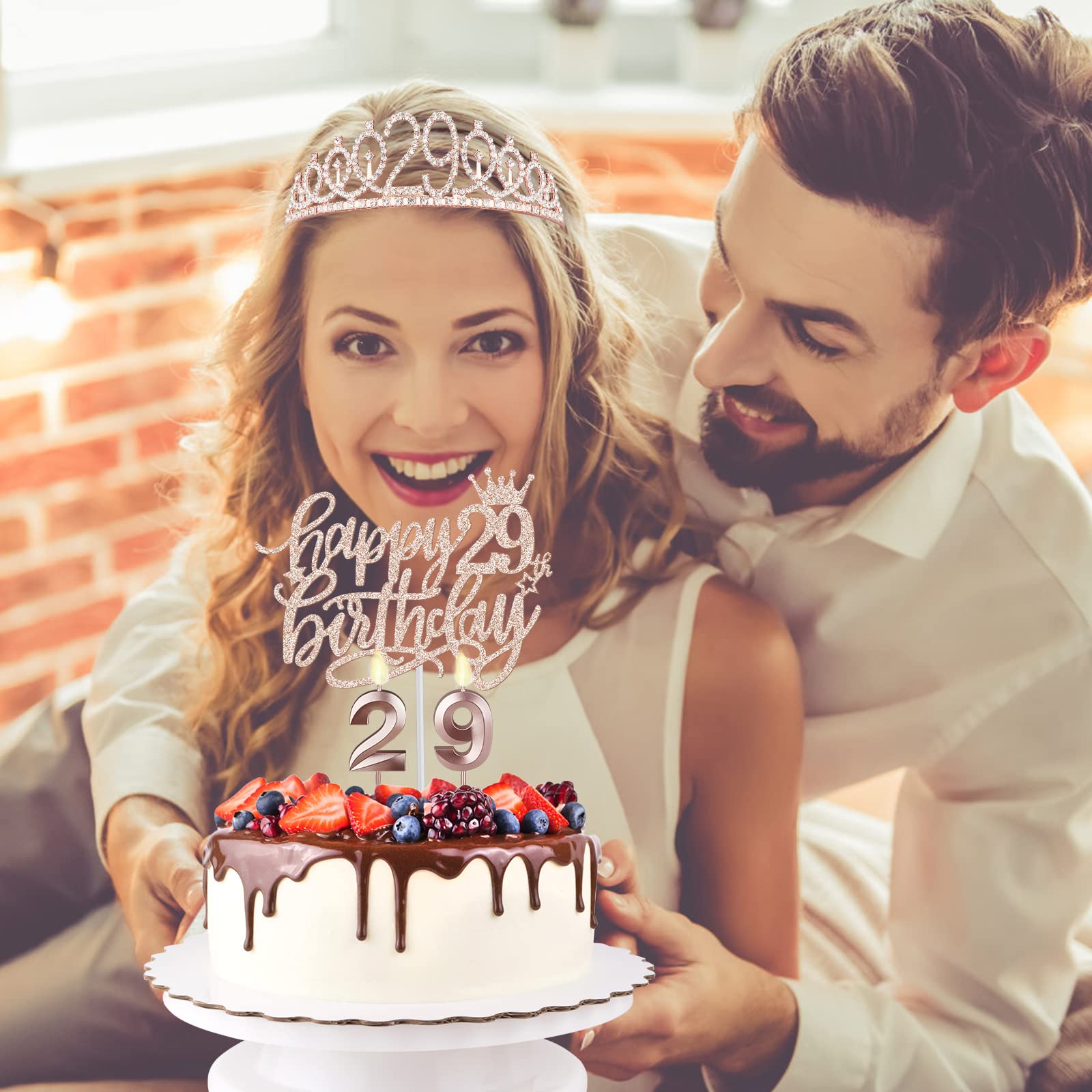 29Th Birthday Decorations For Women Including Birthday Sash, 29Th Tiara For Women, Numeral 29 Candles And Cake Toppers, 29Th Bir