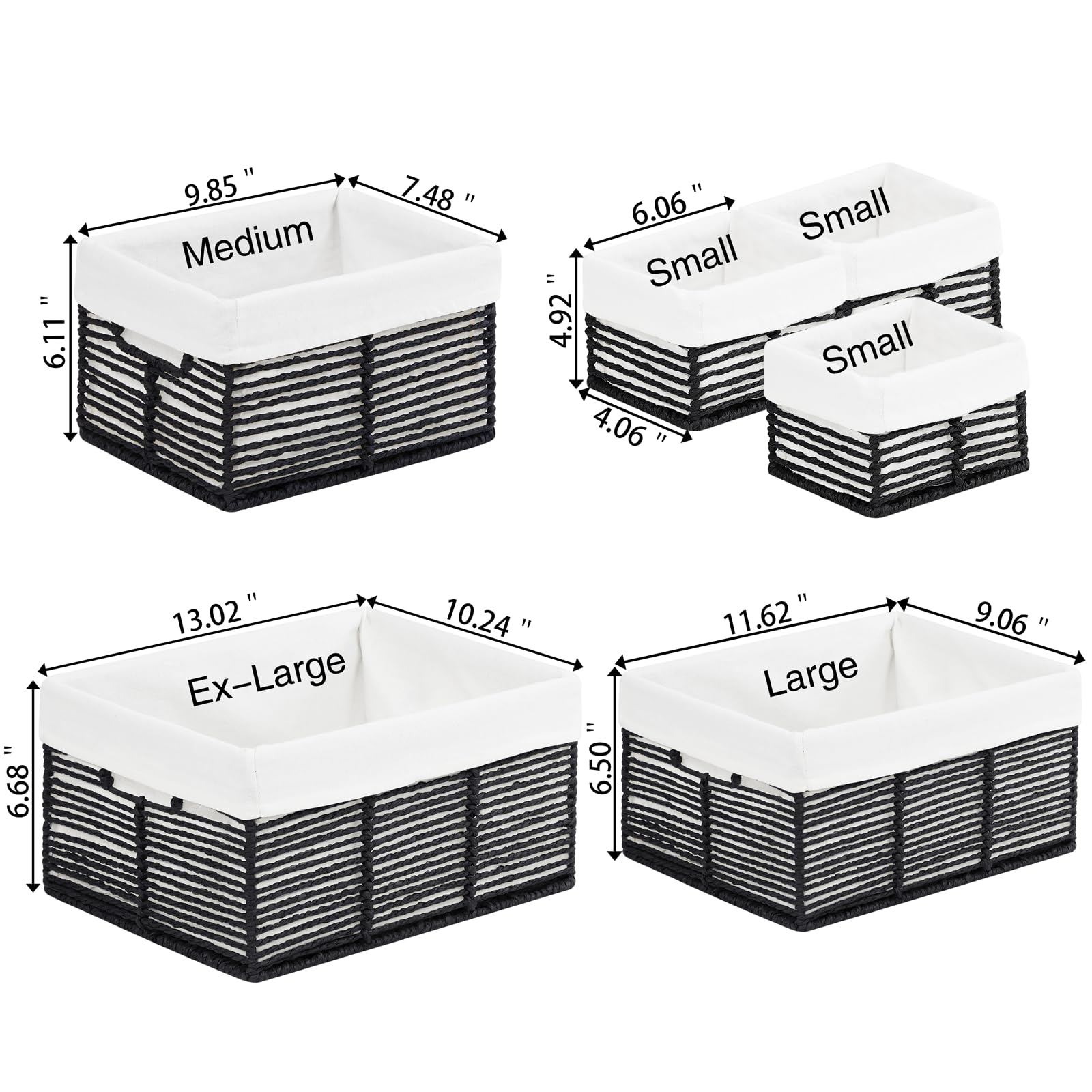 Vagusicc Wicker Storage Basket, 6 Pack Baskets For Organizing, Wicker Baskets With Handle, Rectangular Wicker Baskets For Storag