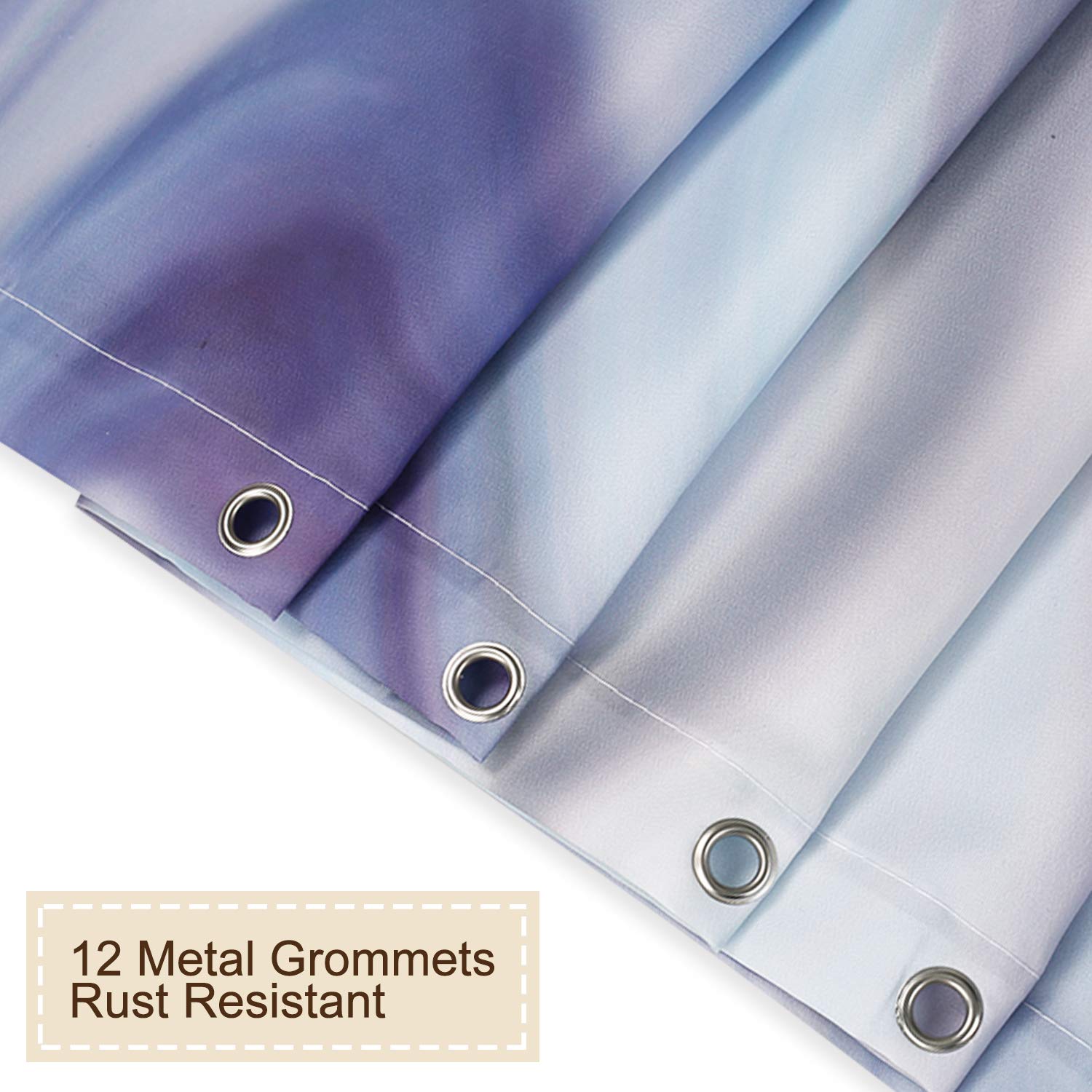 RosieLily Purple Marble Shower Curtain Set, 72"x72", Polyester, Includes 12 Hooks, Blue Abstract Bathroom Decor