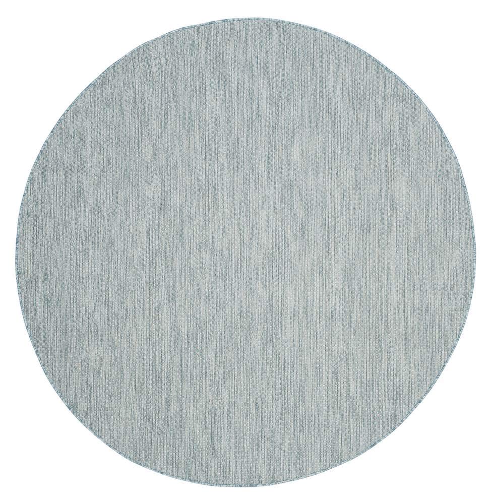 SAFAVIEH Courtyard Collection 53 Round Aqua/Grey CY8521 Indoor/ Outdoor Patio Backyard Mudroom Area Rug