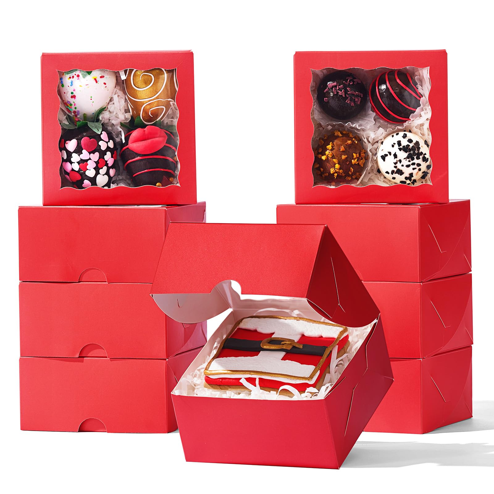 SLShePack 40 Pack Bakery Boxes 4x4x2 Inches Cookies Boxes Mini Bundt Cake Boxes Pie Boxes Cinnamon Roll Treat Box Chocolate Truf