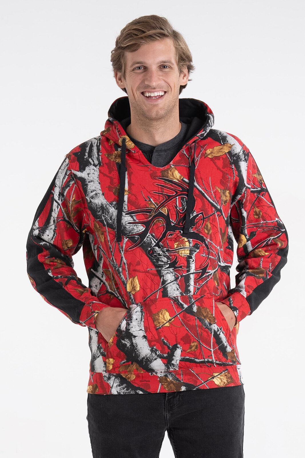 Legendary Whitetails Mens Size Camo Outfitter Hoodie, Red Big Game, X-Large Tall