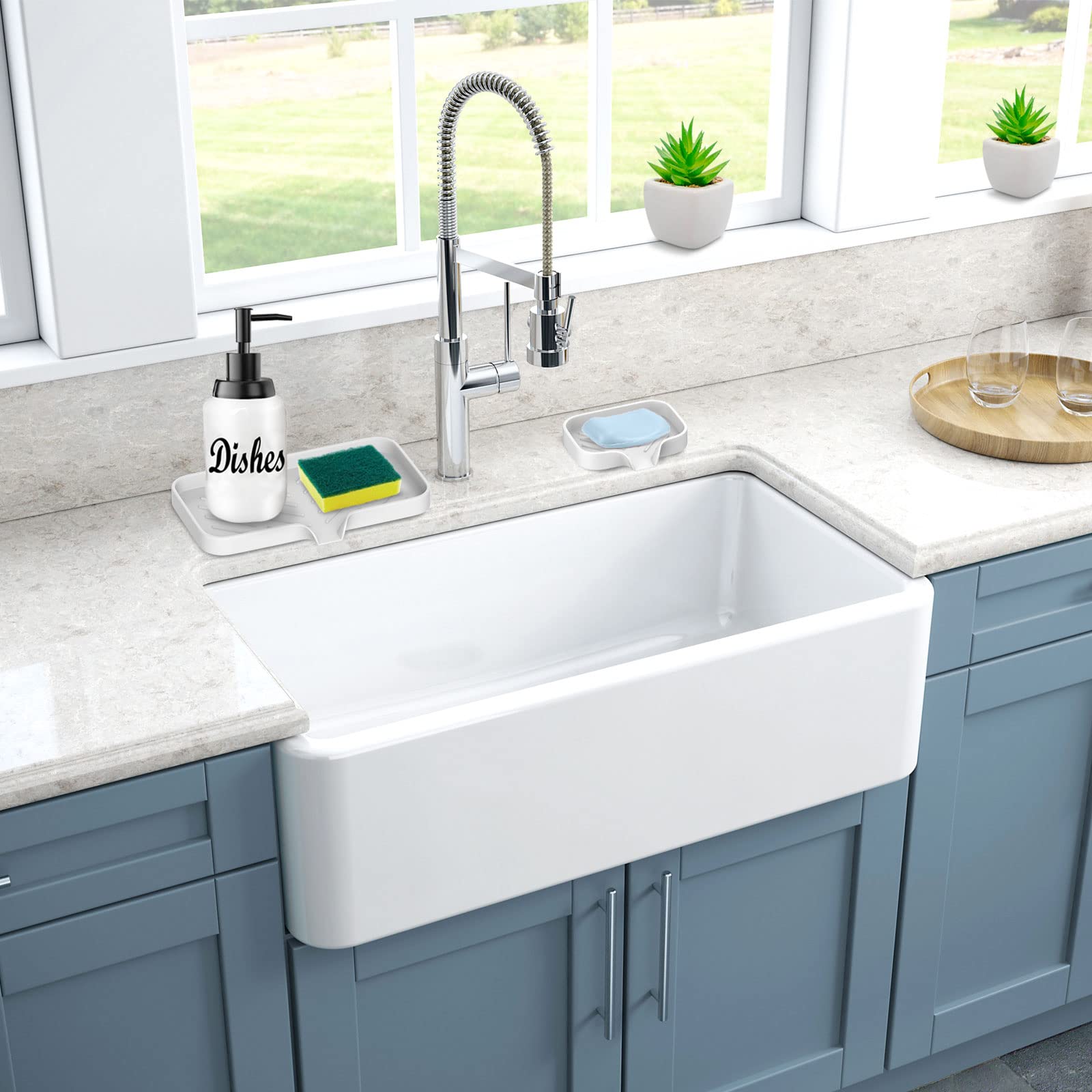 Kitchen Soap Tray,Kitchen Sink Tray Sponge Tray Kitchen Sponge Holder Self Draining Premium Silicone Soap Holder For Bathroom Ki