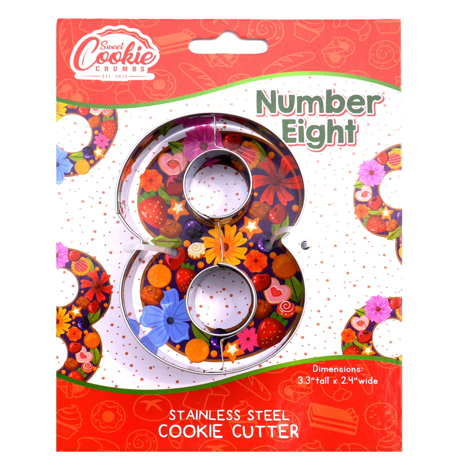 Sweet Cookie Crumbs Number Cookie Cutters, Stainless Steel (8)