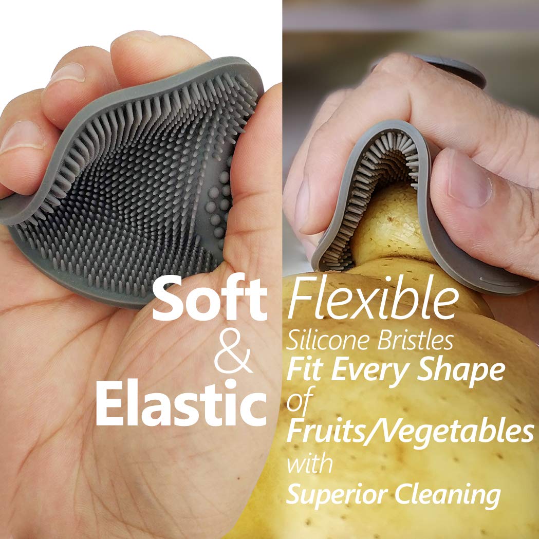Vegetable Brush - Vegetable Brush Scrubber for Food - Vegetable Cleaner Potato Scrubber Brush Vegetable Scrubber Potato Brush Scrubber Veggie Brush Vegetable Scrub Brush Fruit Brush (Gray)