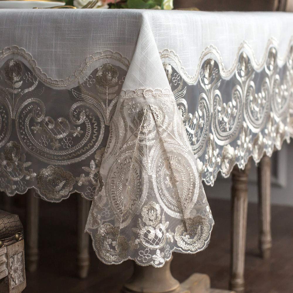 Artable Lace Rectangle Tablecloth Spring Exquisite Macrame Border Clear Farmhouse Embroidered Kitchen Holidays Fabric Outdoor Ta