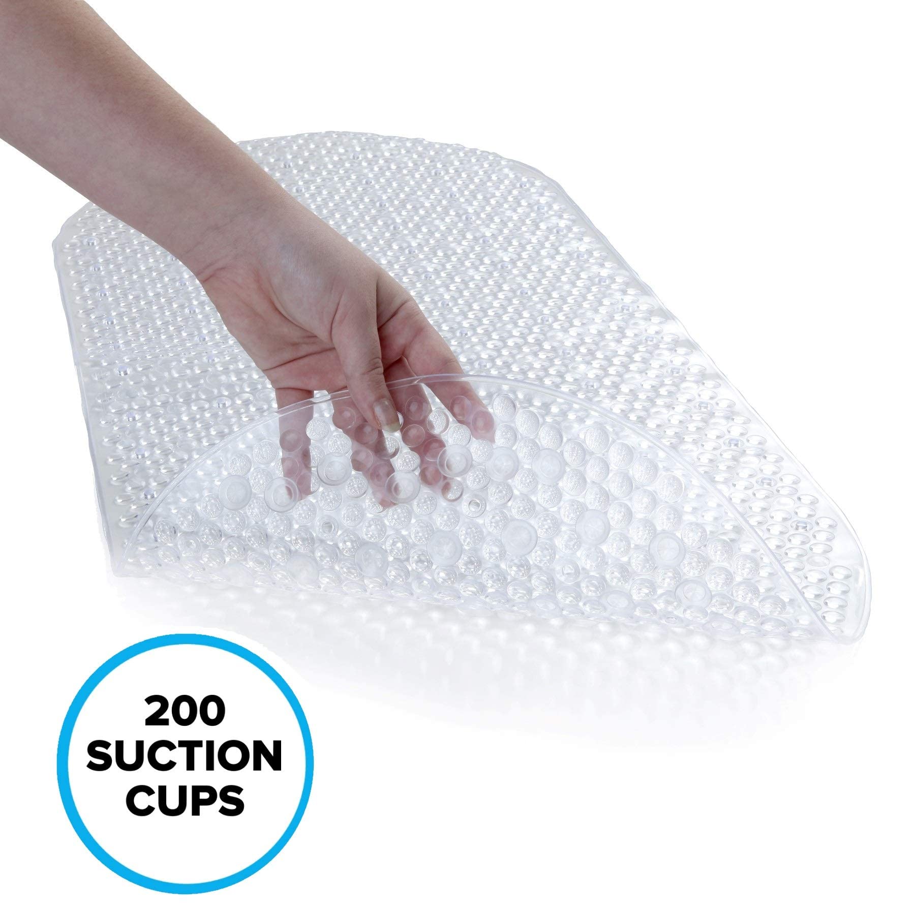SlipX Solutions Clear Bubble Bath Mat with Microban Protection (15 x 35 Inch  Extra Long Coverage  Oval Shape  Machine Washable)