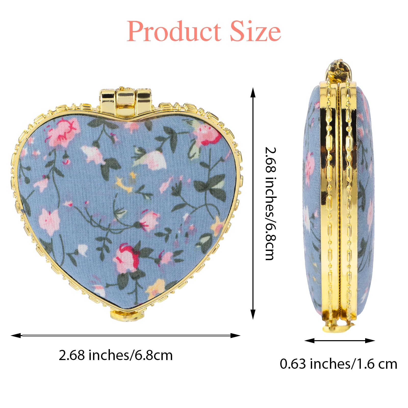 Yuxianlb 2 Pcs Compact Mirror For Purse, Vintage Double-Sided Flower Makeup Mirrors Portable Trave Cosmetic Mirror For Women Gir