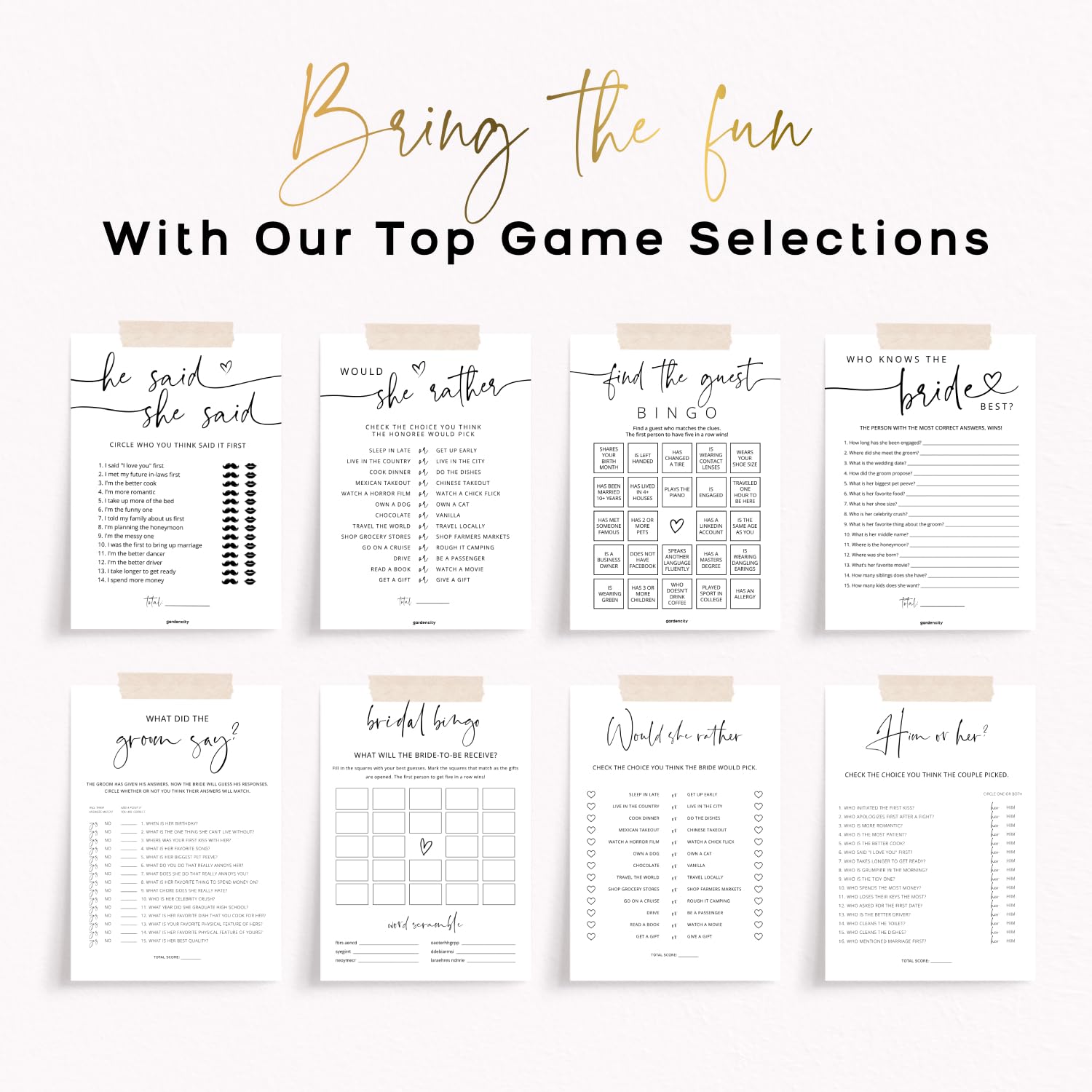 Gardencity Guess Who Bride Or Groom? Bridal Shower Games For 50 Guests - Minimalist