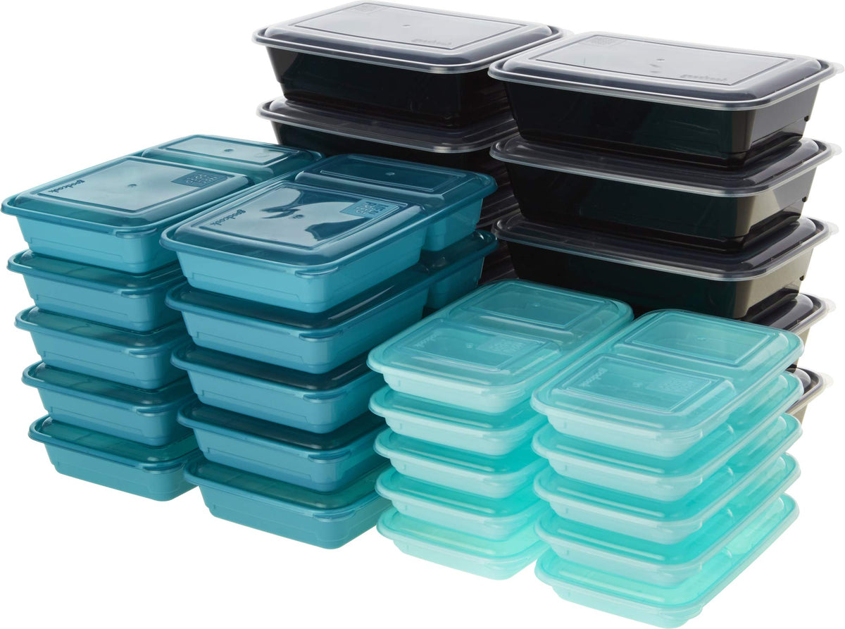 Goodcook Bpa-Free Plastic Reusable Meal And Snack Prep Containers, Multiple Sizes (30 Sets), Assorted