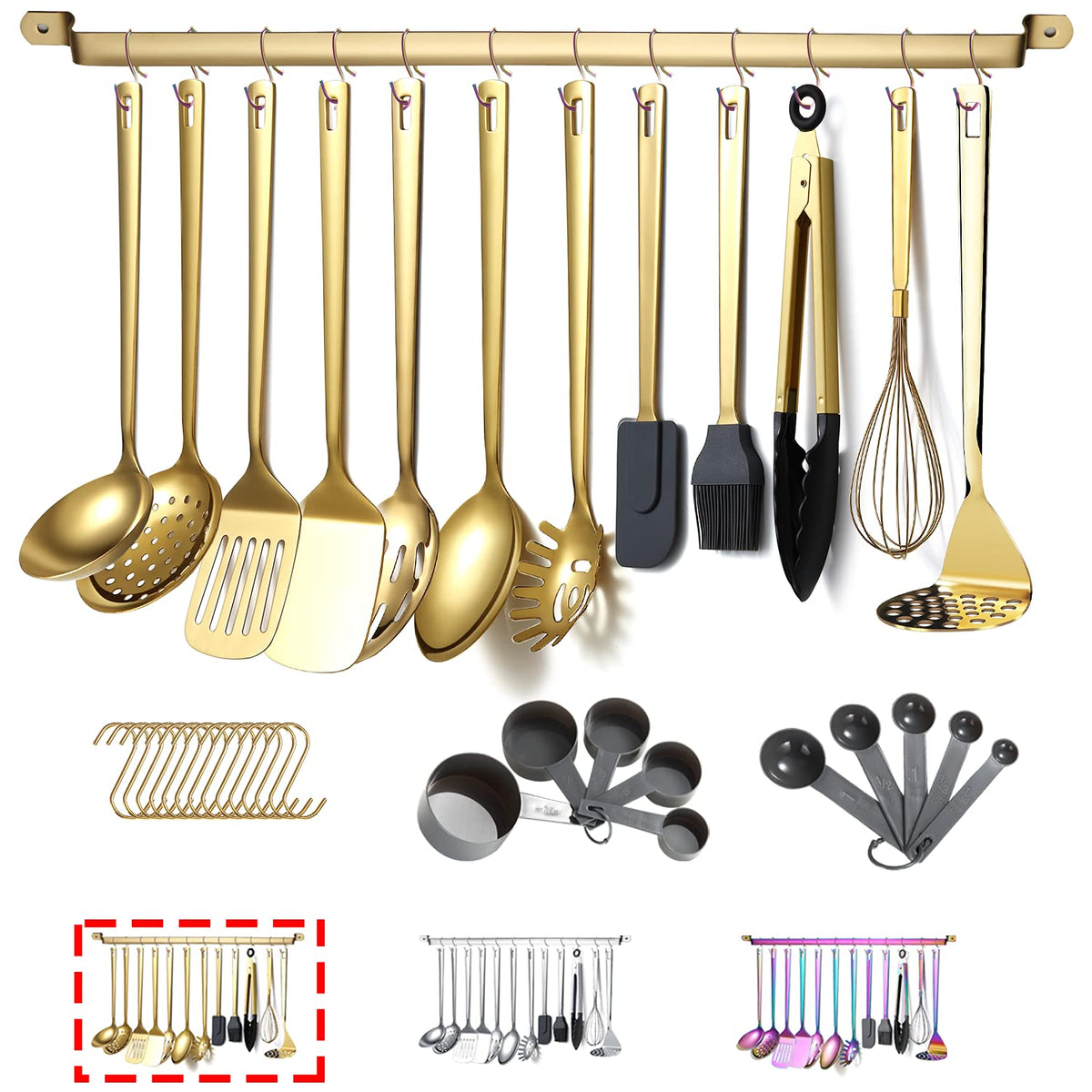 Gold Cooking Machine Gold Cooking Utensils Set Kyraton Stainless Steel 37 Pieces Kitchen Ut ...