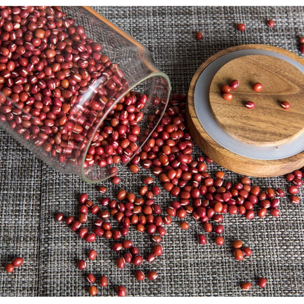 Keledz Glass Storage Jar With Wood Lids, Airtight Sealed Clear Borosilicate Glass Canister Kitchen Food Storage Containers For C