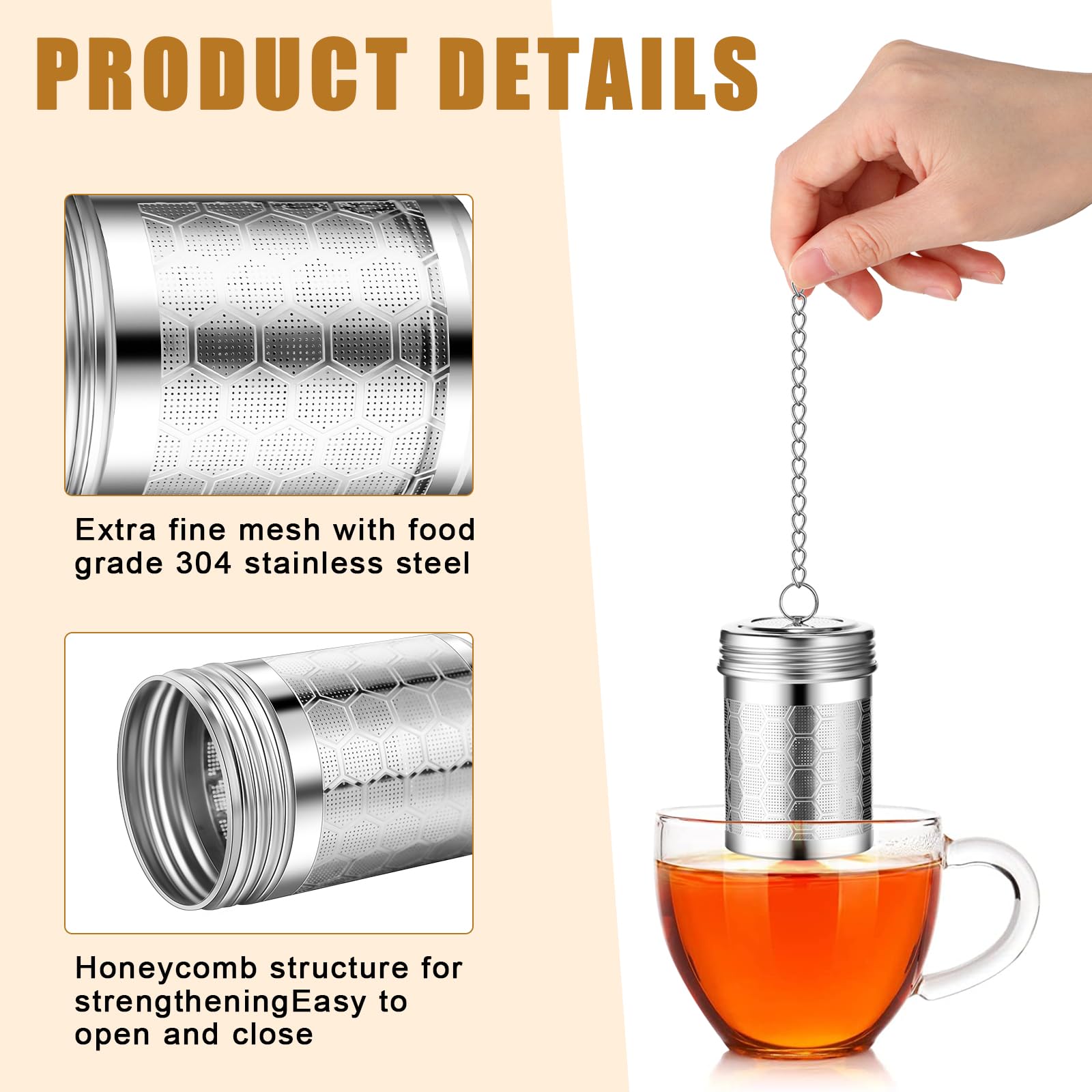 Umigy 4 Pcs Tea Infuser Tea Strainers For Loose Tea With Scoop, Extra Fine Mesh Tea Steeper 304 Stainless Steel Tea Diffuser Tea