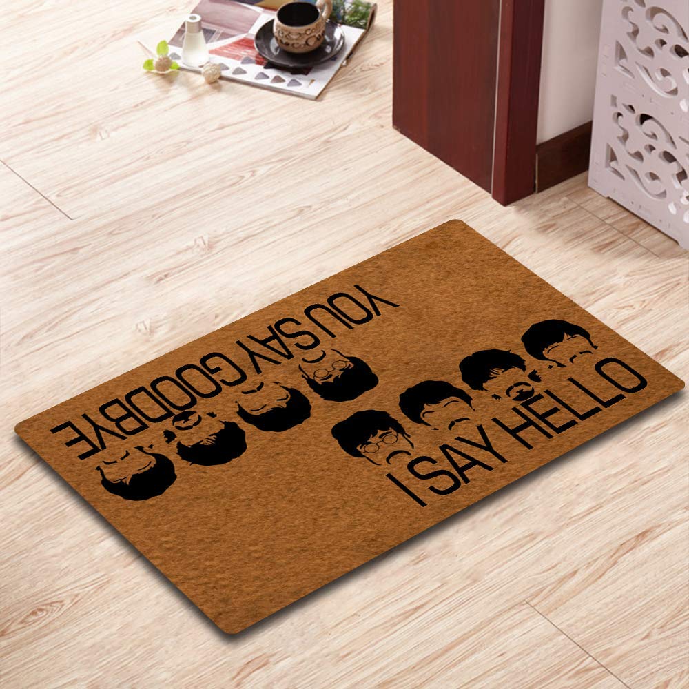 Ifhuh You Say Goodbye And I Say Hello Doormat Front Door Mat Rubber Non Slip Backing Funny Welcome Mat Indoor Outdoor Rug 23.6 I