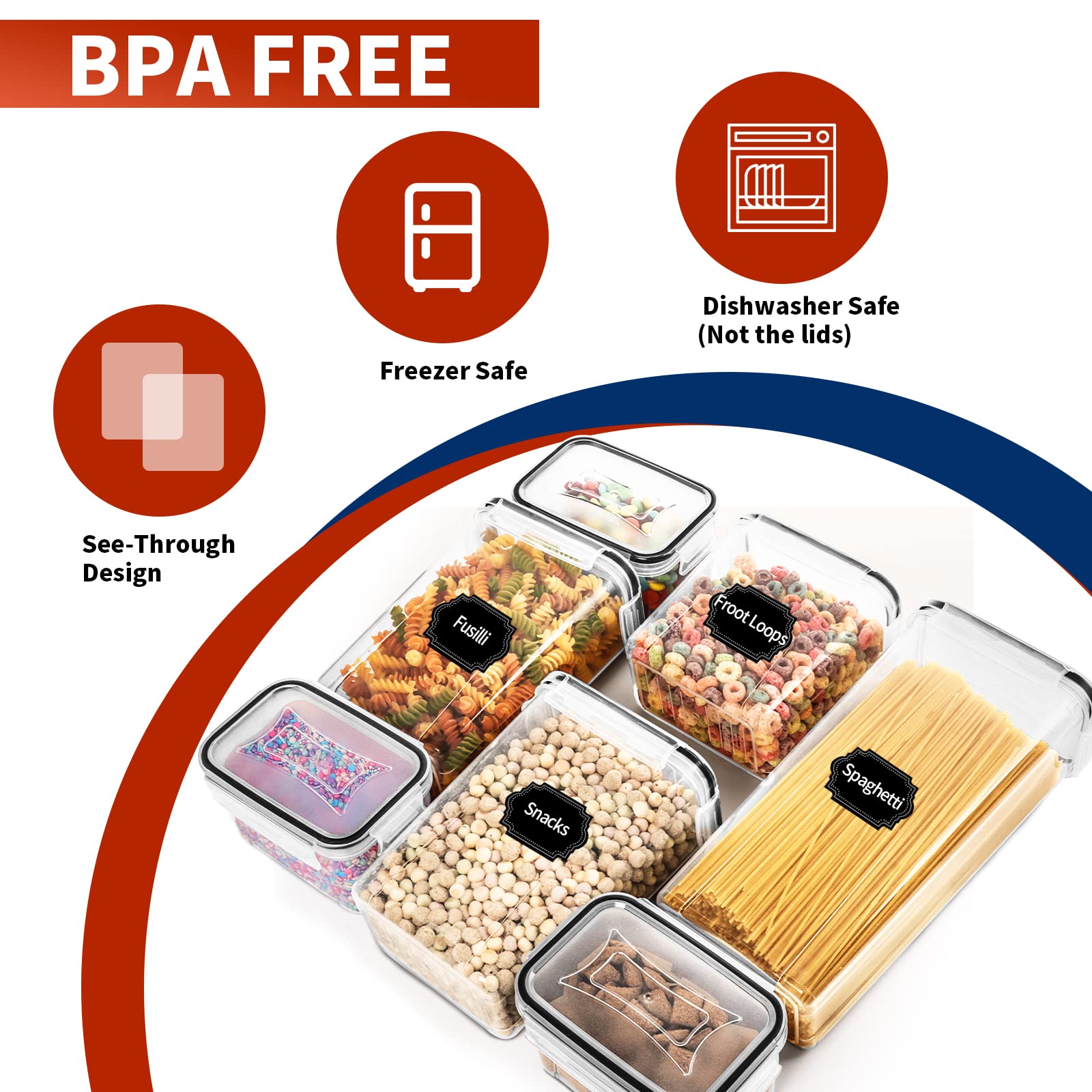 Skroam 24 Pack Airtight Food Storage Containers With Lids For Kitchen Pantry Organization And Storage, Bpa Free, Plastic Caniste