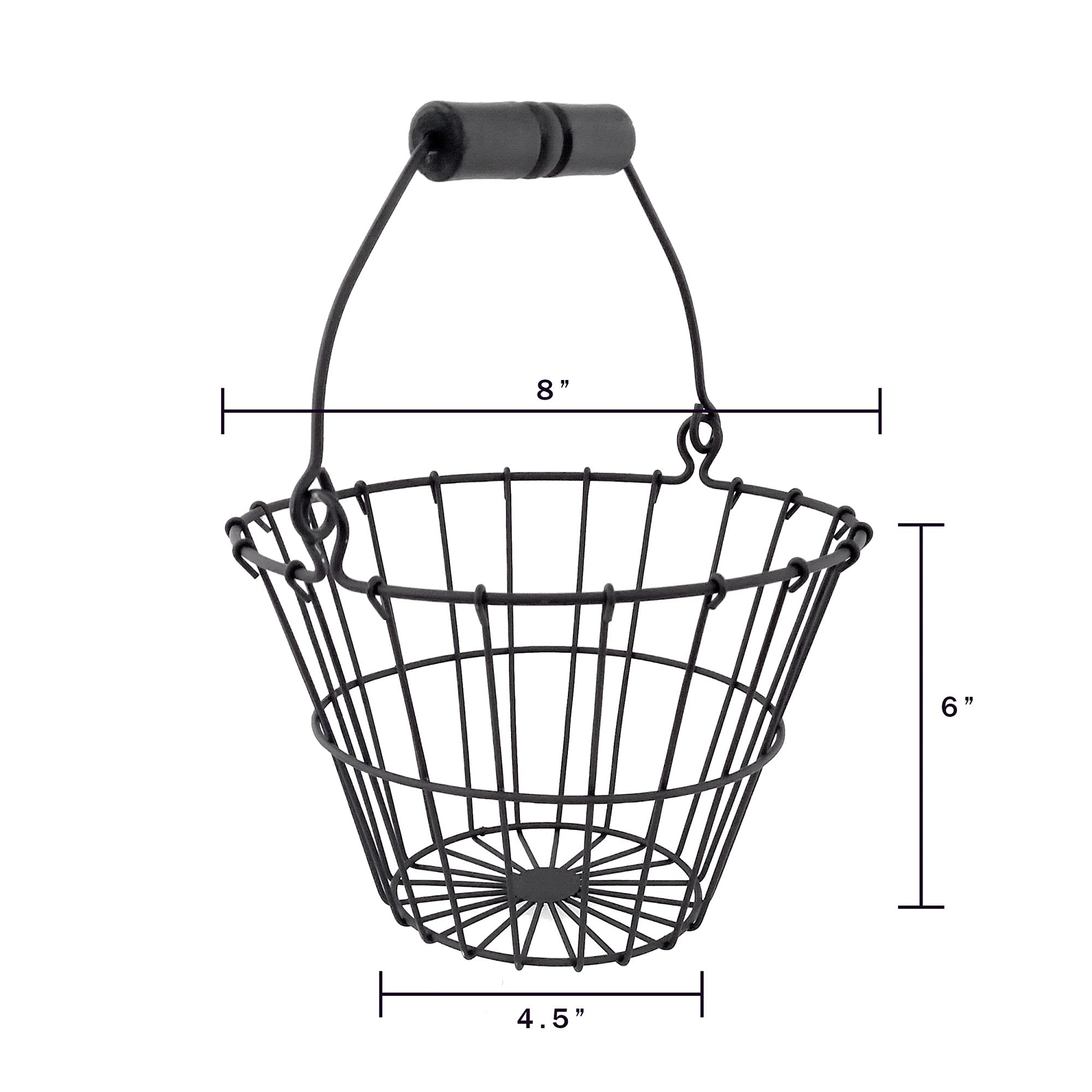Cwi Gifts 6-Inch Wire Egg Basket, Small, Black
