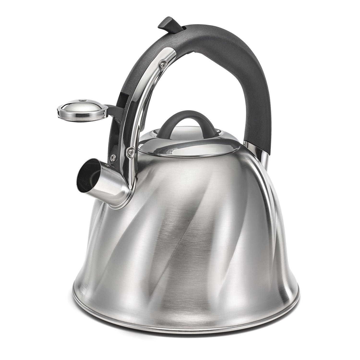 Polder Stainless Steel Whistling Kettles With Induction Ready, Fast Heating, 3-Ply Encapsulation (2.6-Quart Bell)