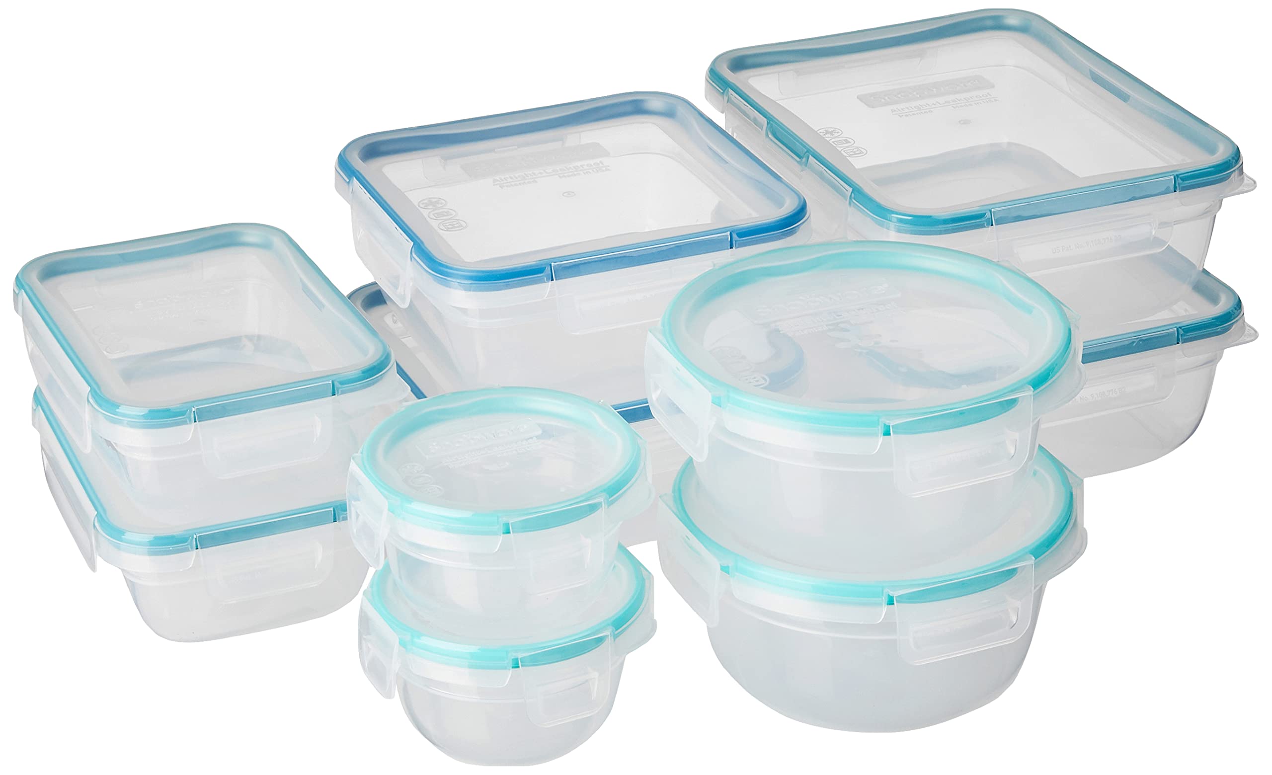 Snapware Total Solution 20-Pc Plastic Food Storage Containers Set, 8.5-Cup, 5.5-Cup, 4-Cup, 3-Cup, And 1.2-Cup Meal Prep Contain