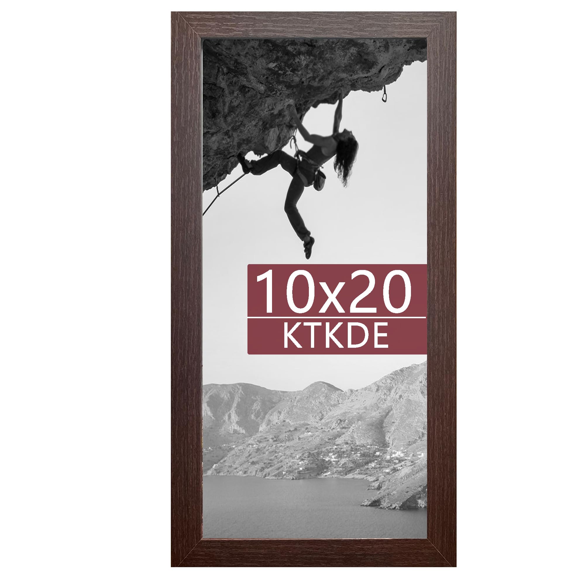 KTKDE 10x20 Picture Frame Wooden, Polished Plexiglass, Rectangle Photo Frame for Photos,Studio Gallery Wall Hanging Posters & Be