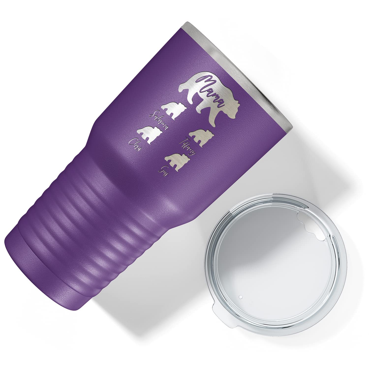 Mama Bear Tumbler Personalized Engraved Cubs On Purple 30 Oz Custom Birthday Gift For Women, Mom And Mother Insulated Stainless
