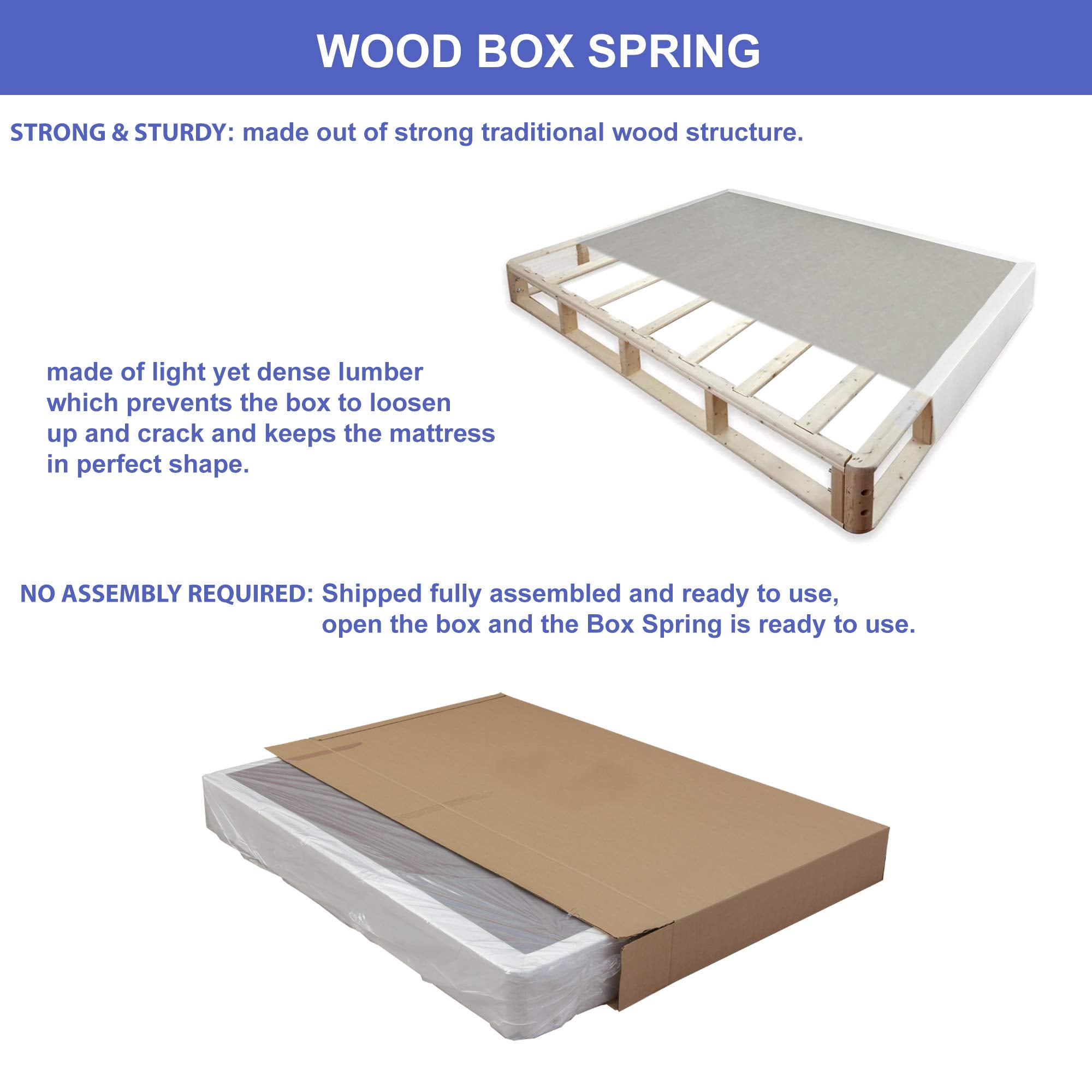 Spinal Solution 8-Inch Wood Split Traditional Box Spring/Foundation For Mattress Set, Queen, 12
