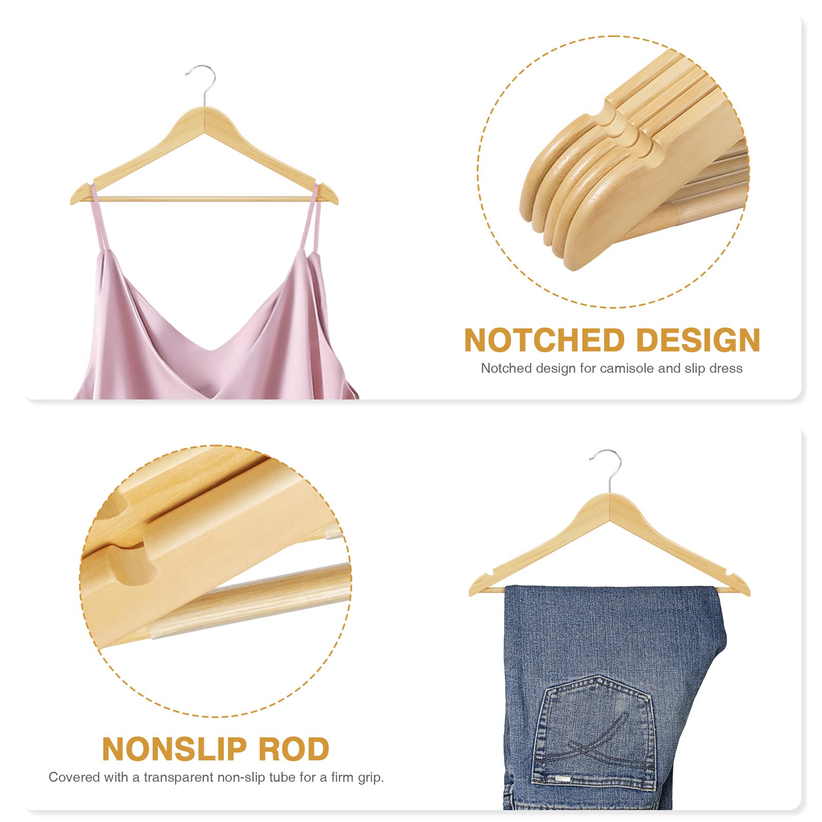 House Day Wooden Hangers 30 Pack Wood Clothes Hangers Smooth Finish Wooden Coat Hangers For Closet Heavy Duty Hangers Solid Wood