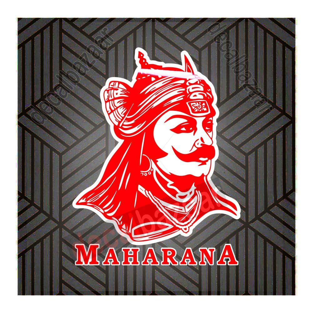 decalbazaar Vinyl Maharana Pratap Singh Glossy Glass Wall Vehicle Sticker, 11 x 8.5 Inches Red
