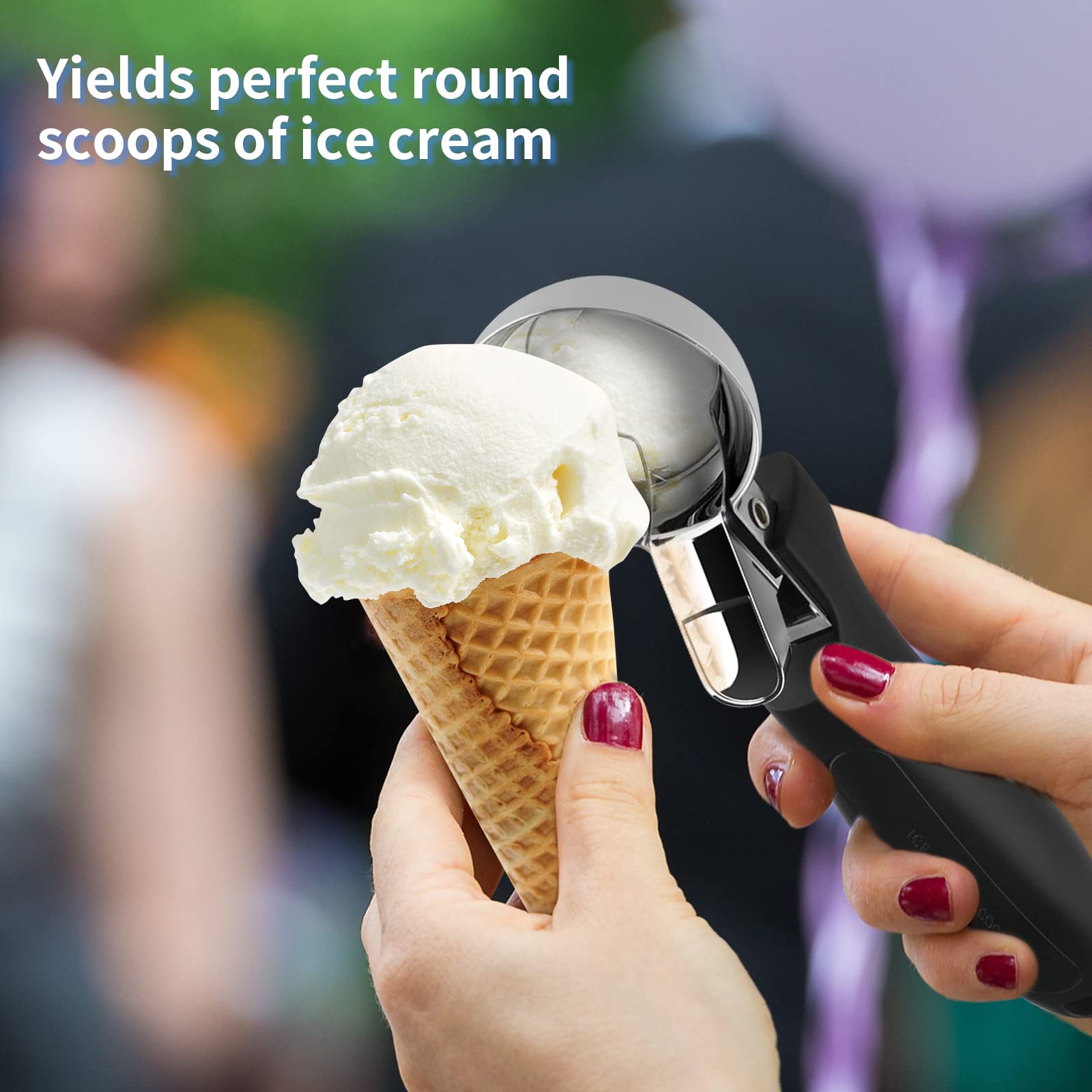 Otvafava Ice Cream Scoop, Large Cookie Scoop With Ergonomic Soft Grip Handle, Heavy Duty Multifunctional Baking Scooper For Sund