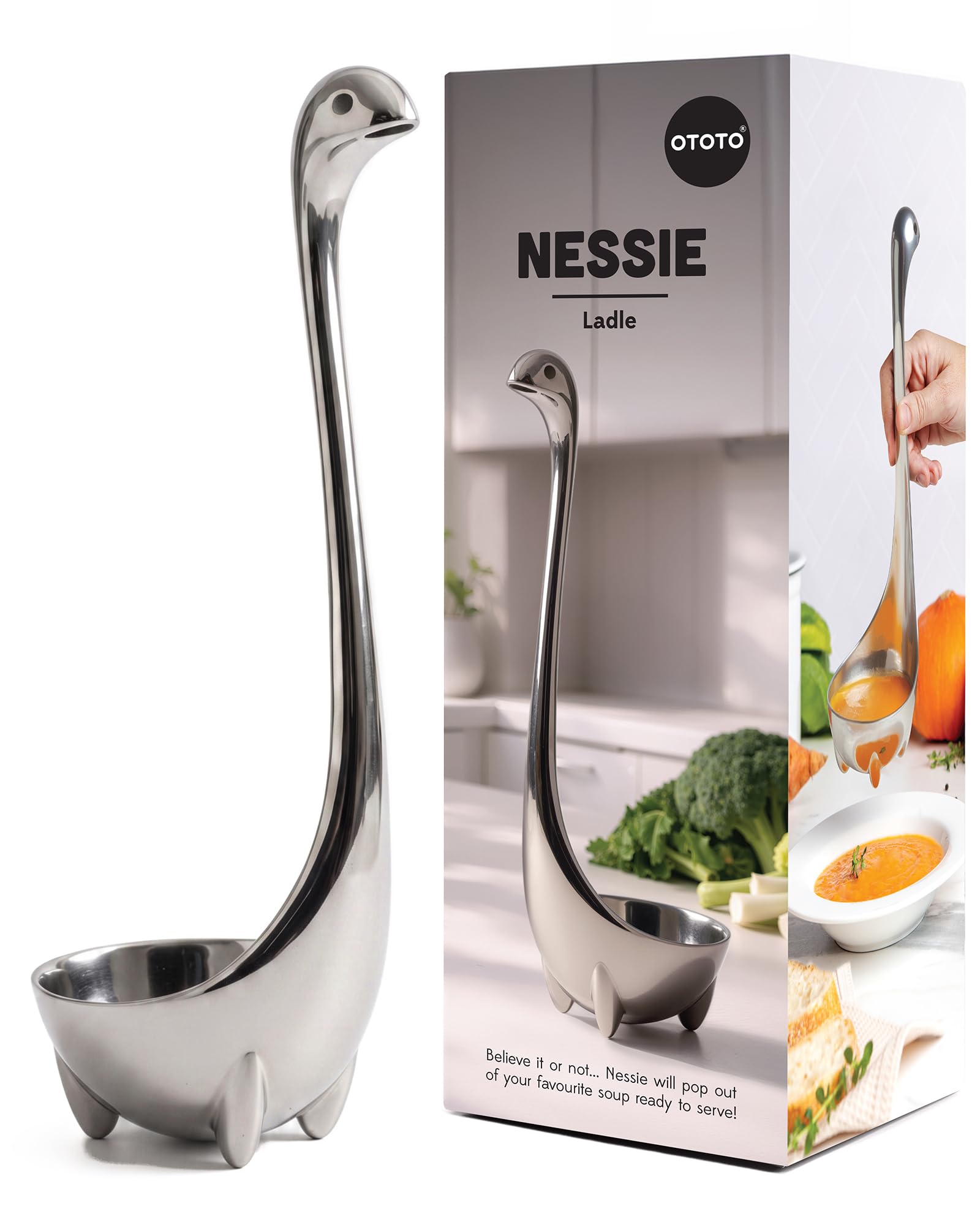 OTOTO The Original Nessie Stainless Steel Ladle  Soup Ladle, Cute Gifts, Funny Kitchen Gadgets, Loch Ness design, Cooking Gifts