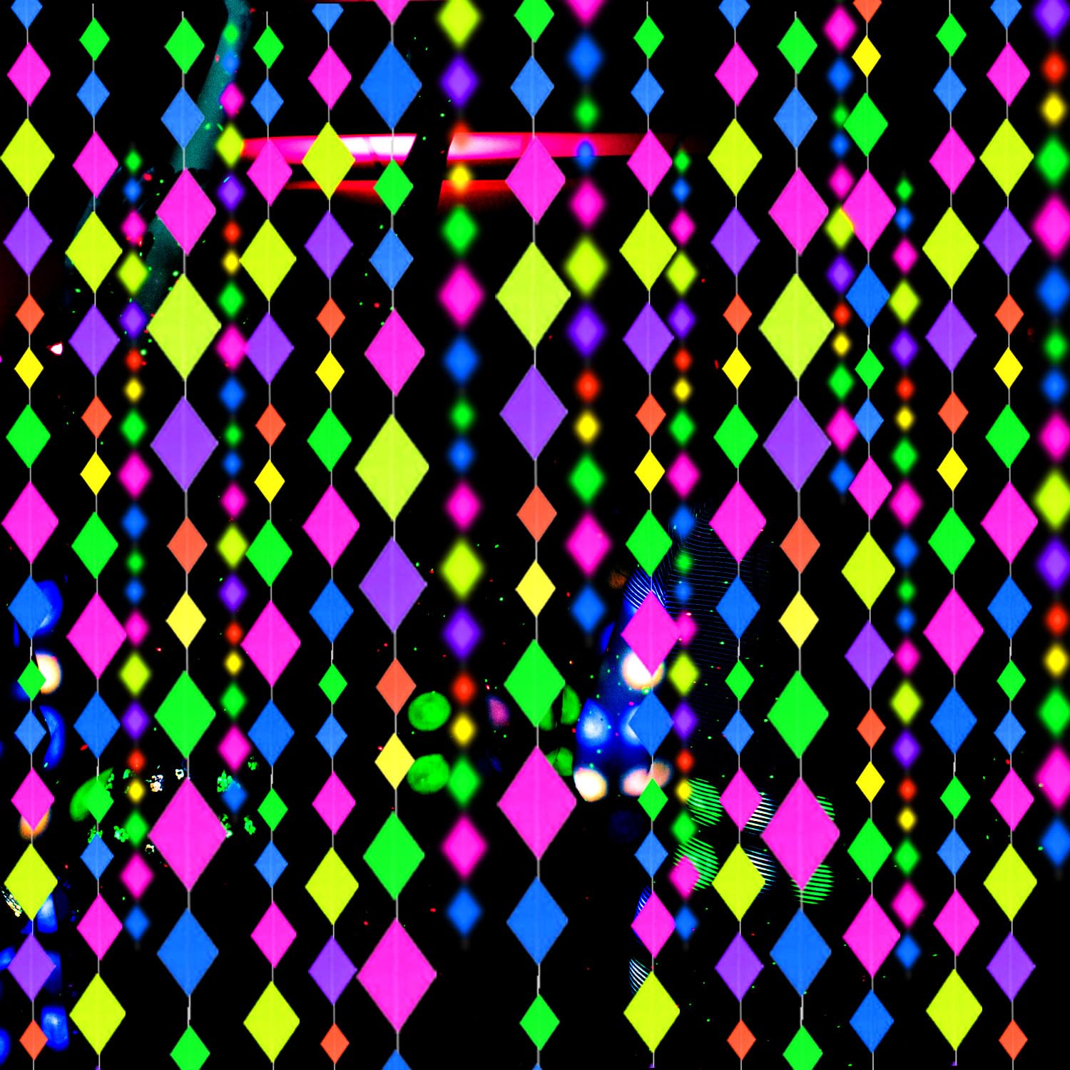 123Feet Uv Paper Neon Garland Neon Streamers Diamond Shape Black Light Neon Decorations Glow Party Uv Reactive Neon Party Favors