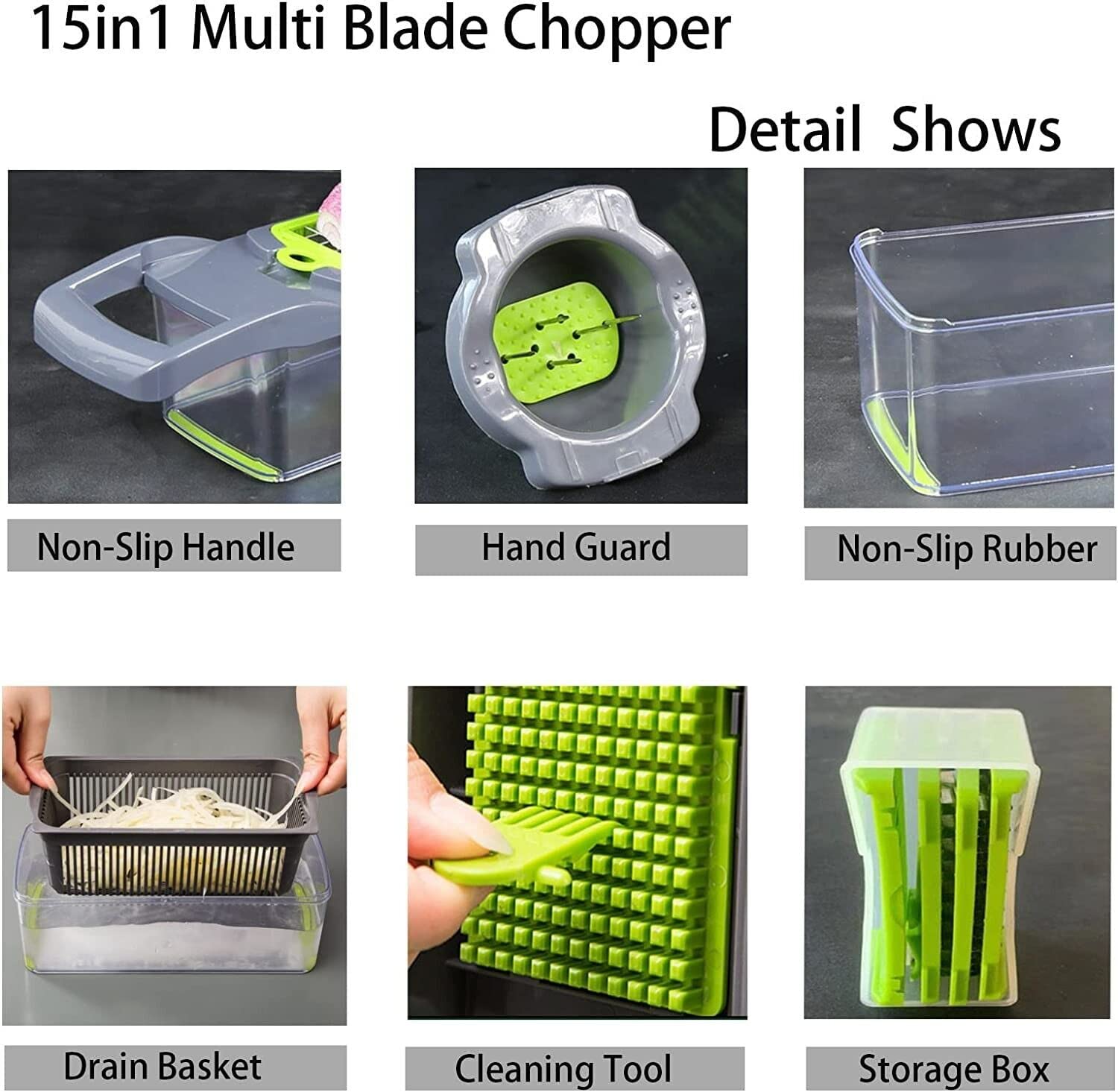 Jlv Picador,Cortador De Verdura 12 En 1 Manual Multi Kitchen Helper Procesador De Alimentos Chopper