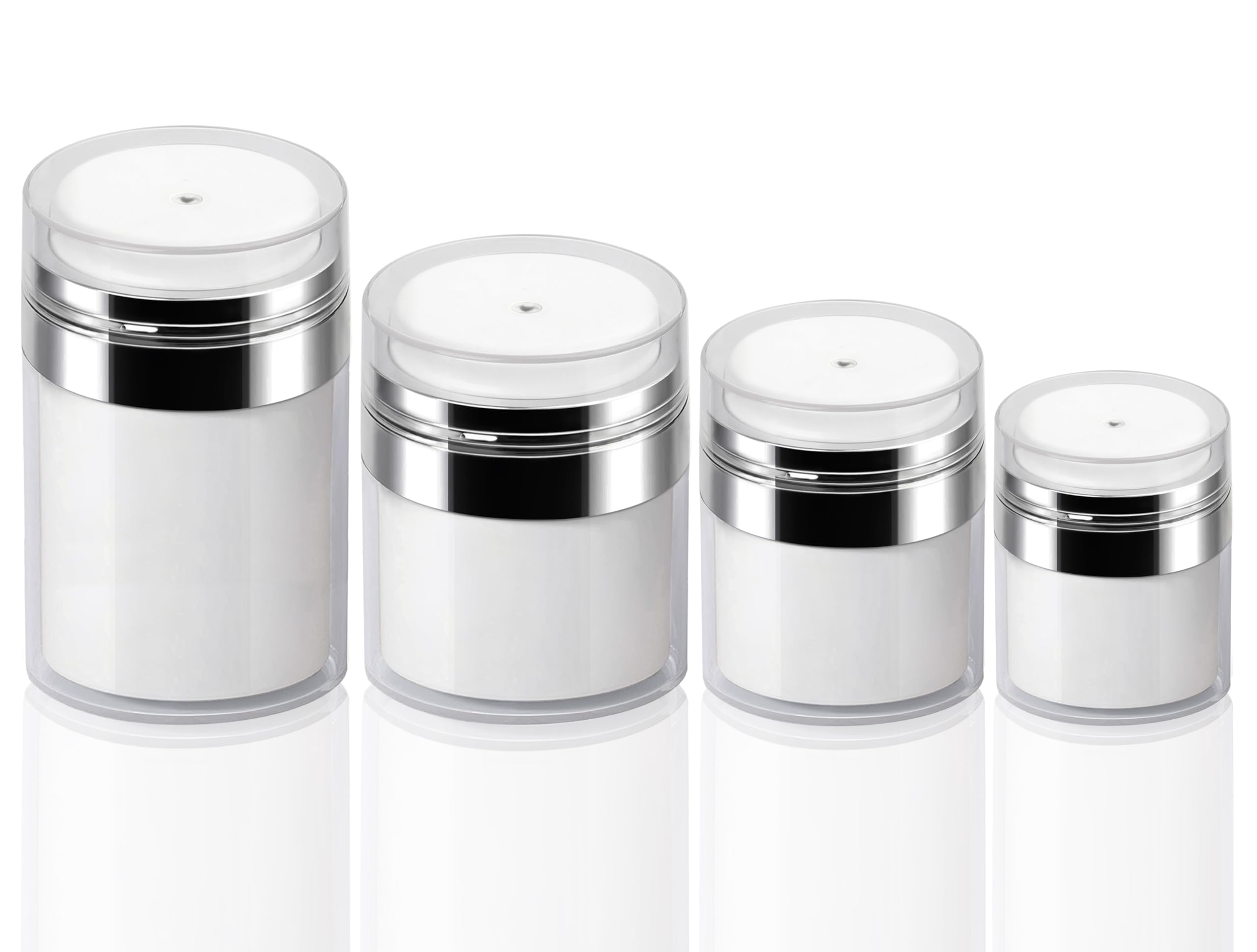4Pack Airless Pump Jars Mixed(0.5Oz+1.0Oz+1.7Oz+3.5Oz) Lotion Dispenser Bottle With Pump, Drunk Elephant Moisturizer Travel Cont