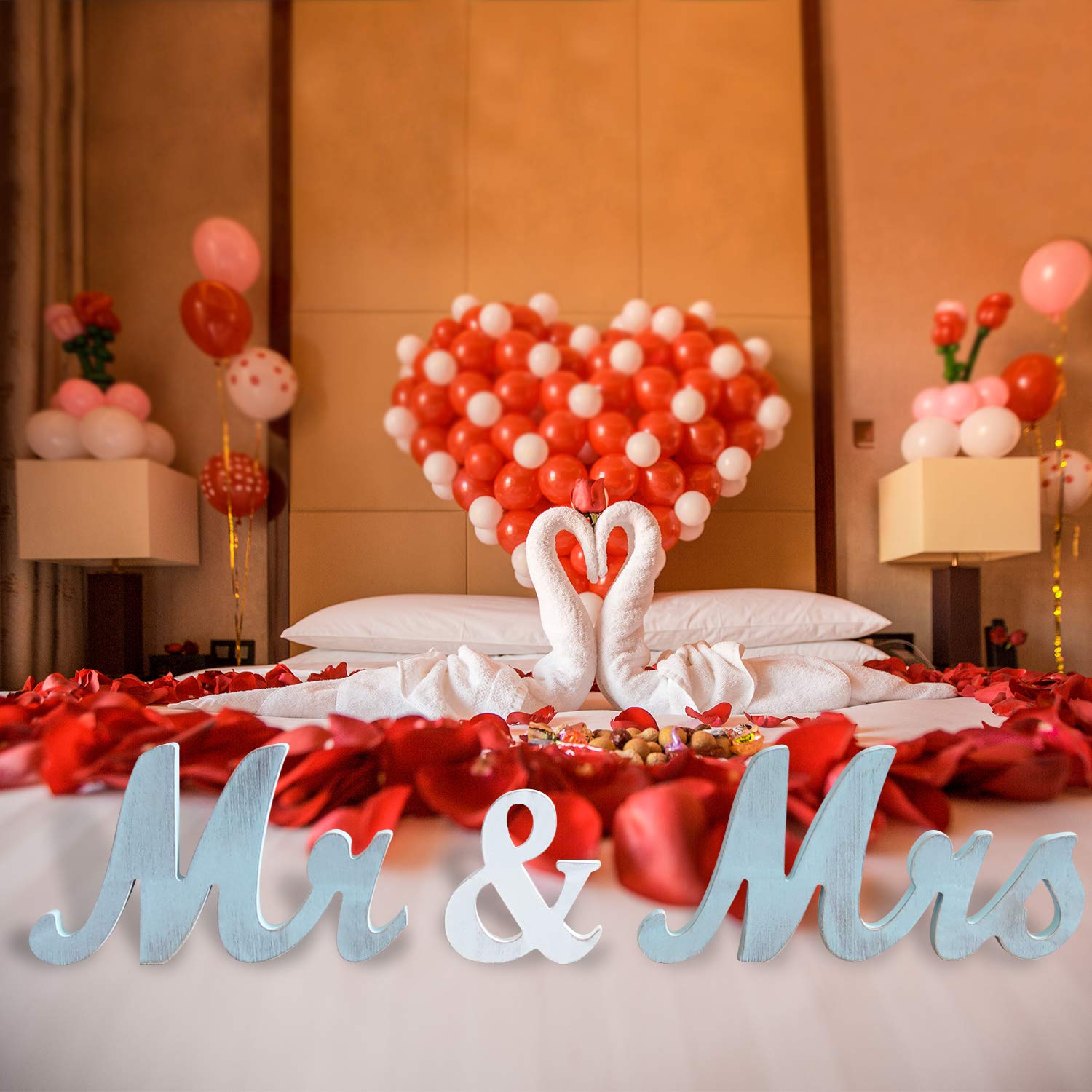 Wooden Mr and Mrs Sign, Rustic Mr. & Mrs. Letters Wedding Signs for Wedding Table, Miss Mr. Deroation for Photo Props/Party Tabl