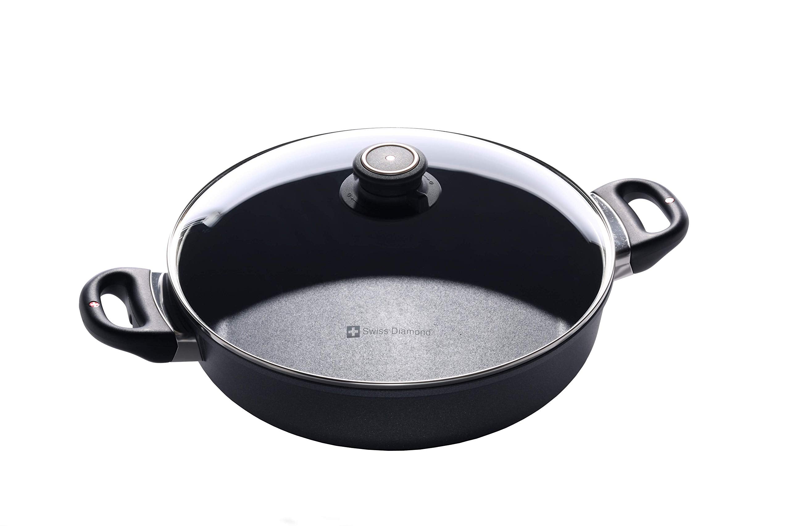 Swiss Diamond 11 (3.7 Qt) Sauteuse HD Nonstick Induction Diamond Coated Aluminum Sauteuse, Includes Lid, Dishwasher Safe and Ove
